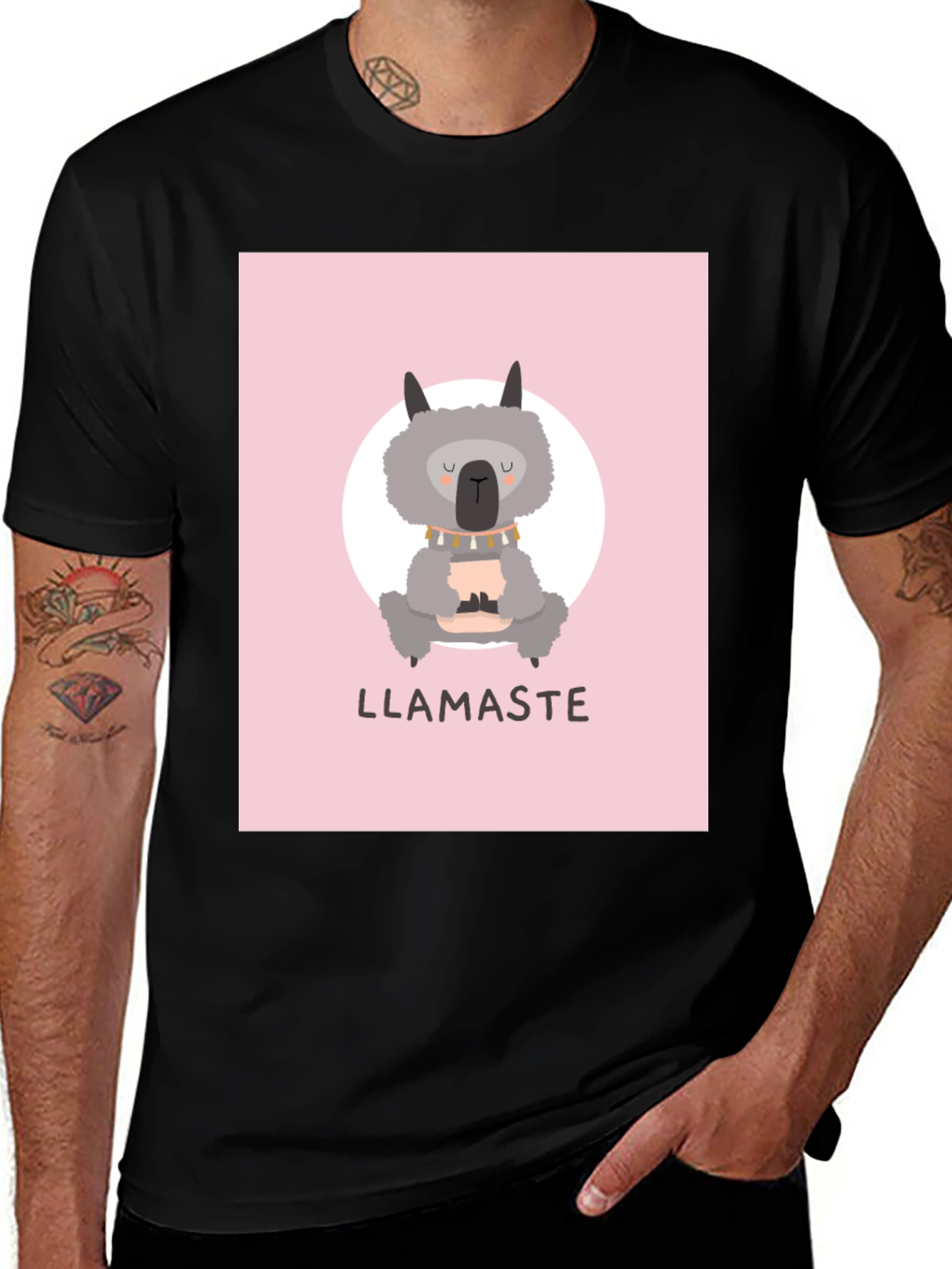 Llamaste Llama Yoga T-Shirt - Black Cotton Tee