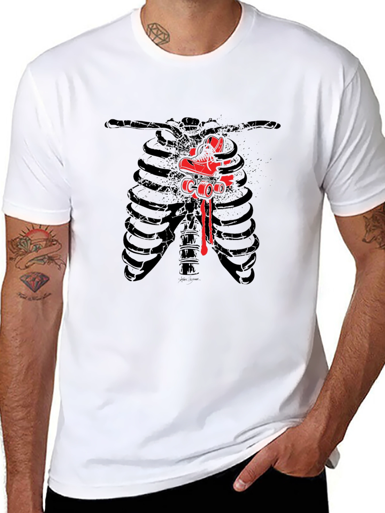 Ribcage Roller Skate Graphic Tee - Black