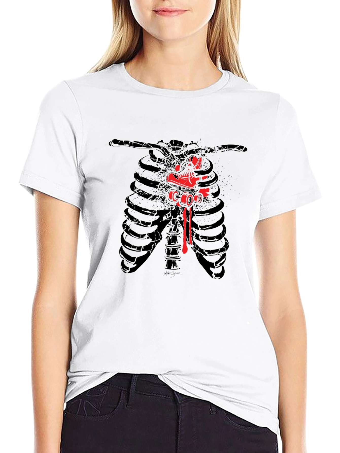 Ribcage Roller Skate Graphic Tee - Black