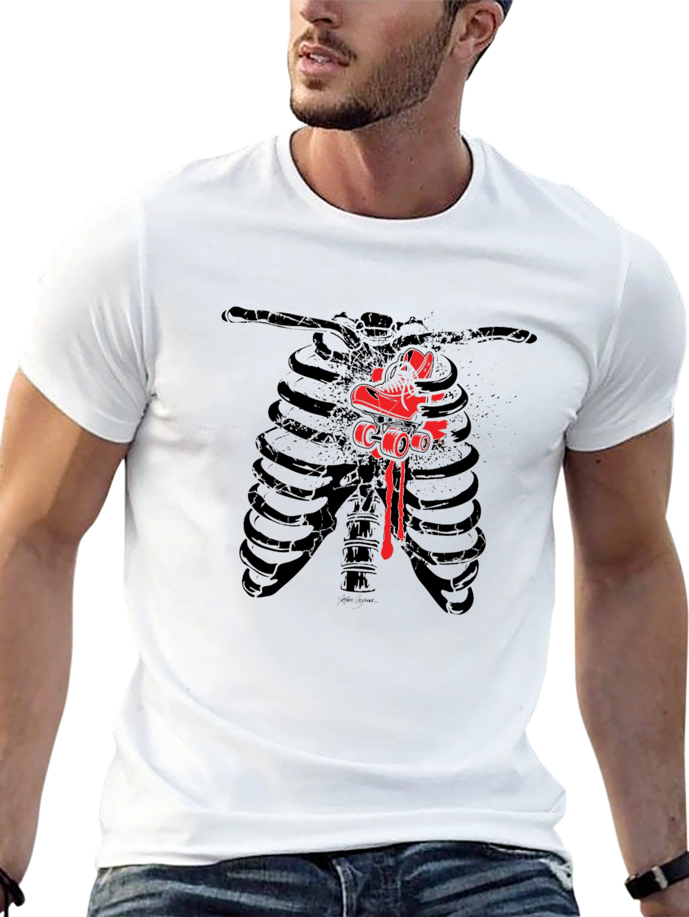 Ribcage Roller Skate Graphic Tee - Black