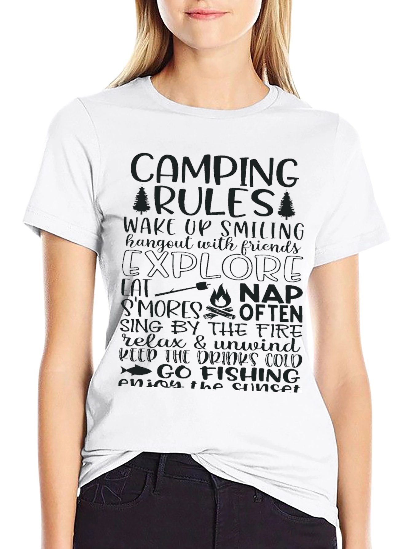 Camping Rules Graphic Print Tee