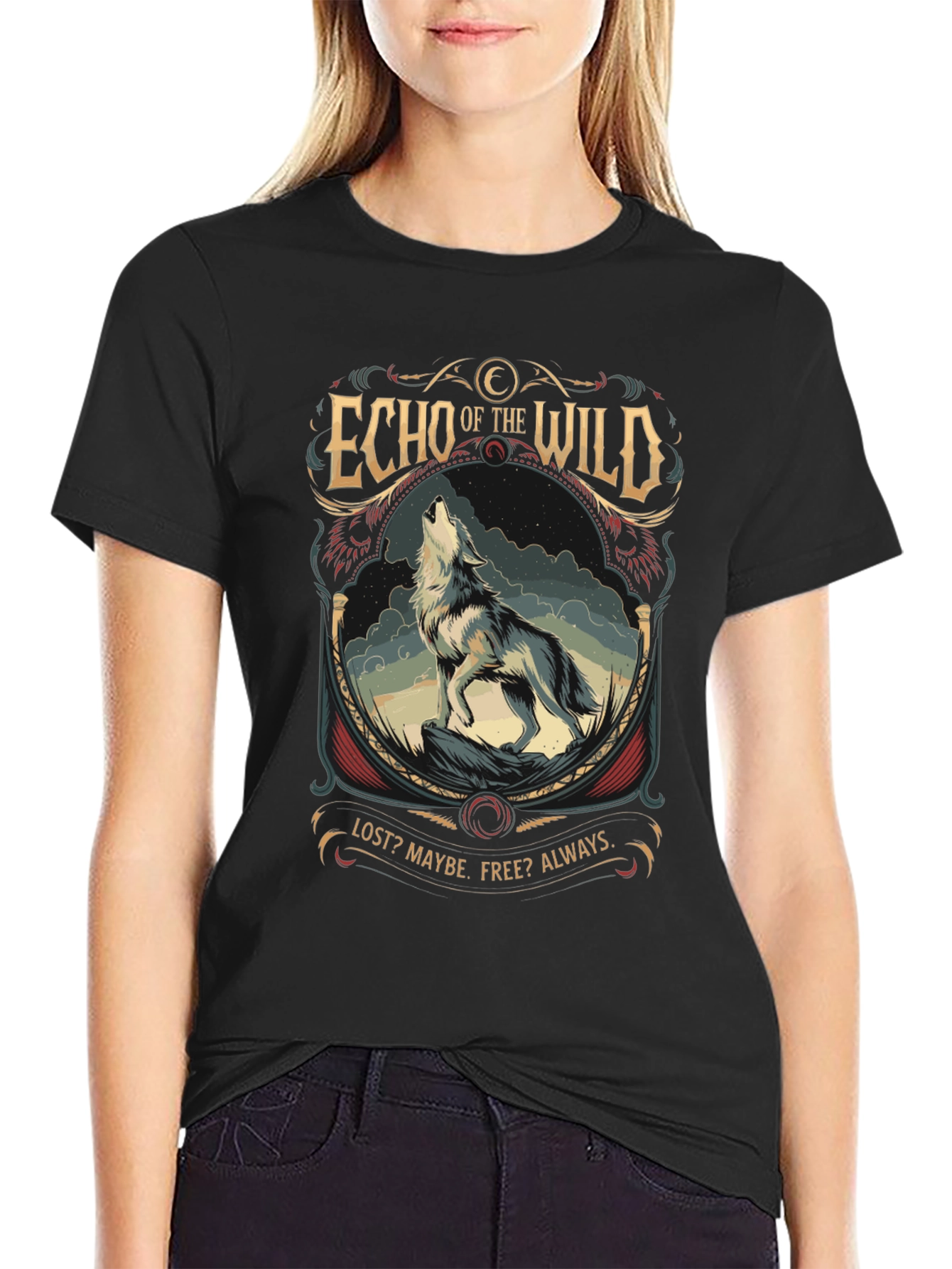 Echo of the Wild Wolf Graphic T-Shirt