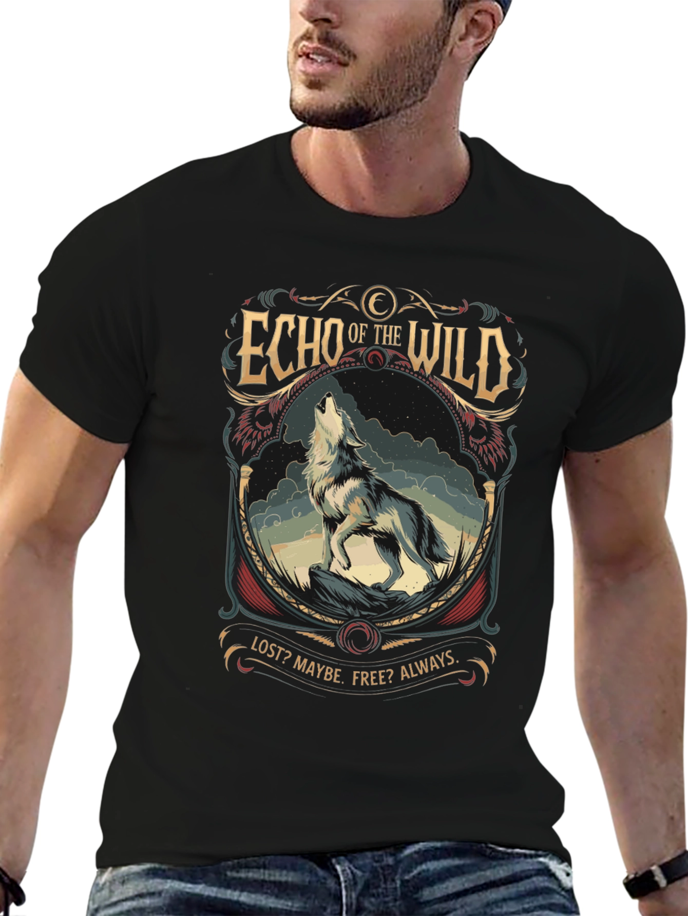 Echo of the Wild Wolf Graphic T-Shirt