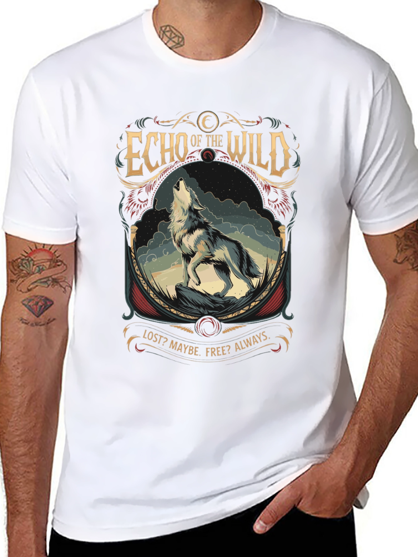 Echo of the Wild Wolf Graphic T-Shirt