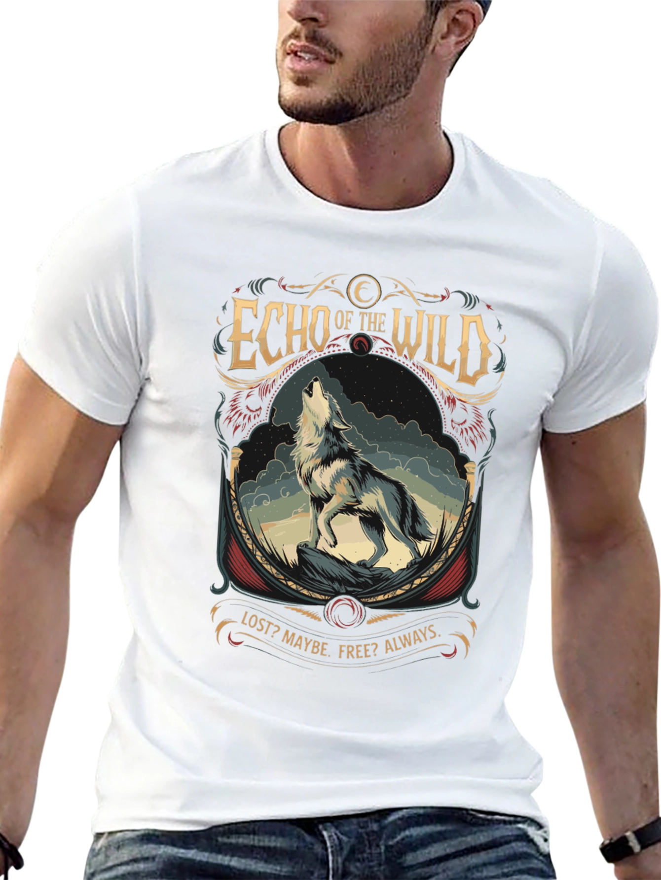 Echo of the Wild Wolf Graphic T-Shirt