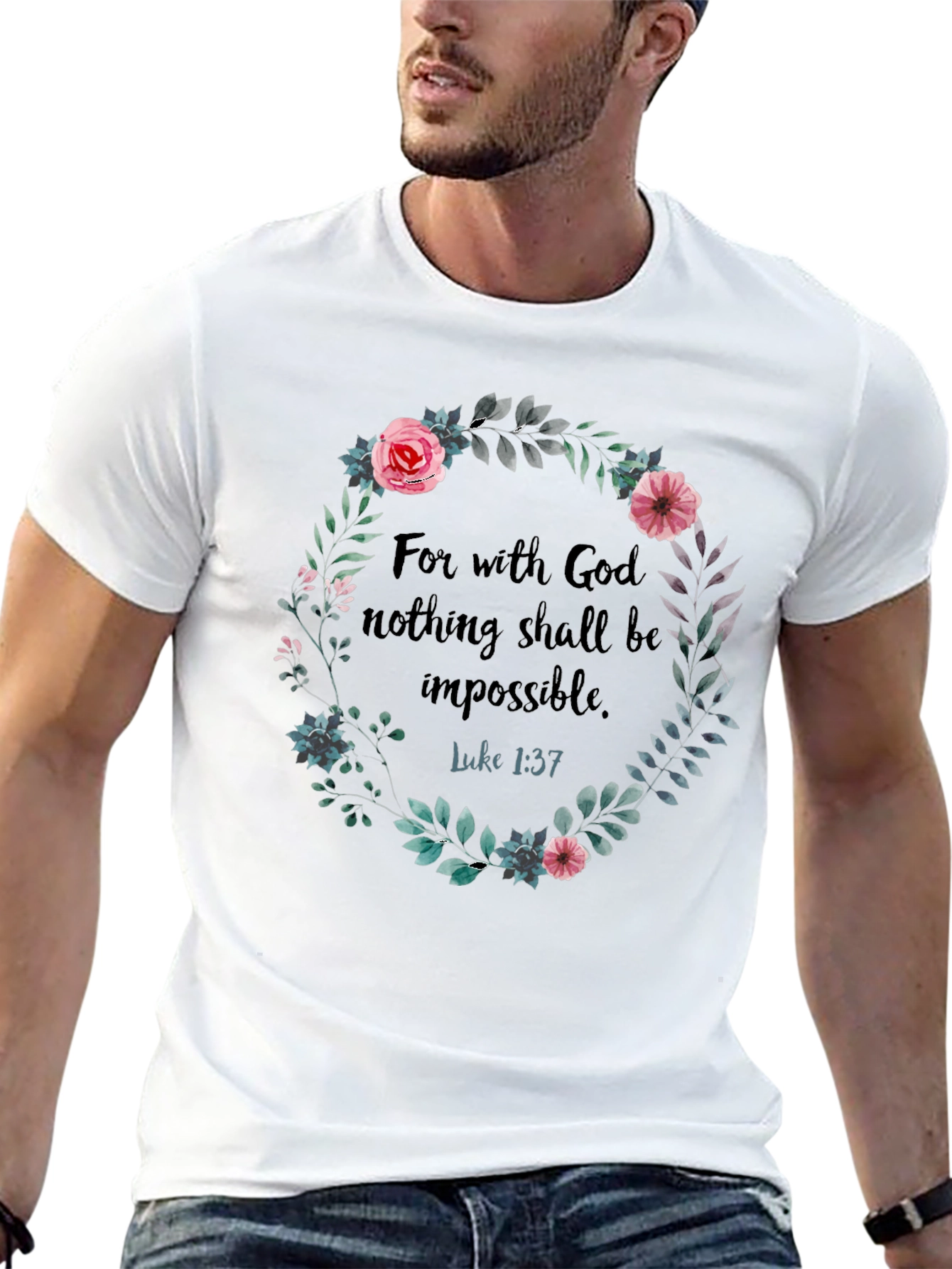 Faith-Based Floral Wreath T-Shirt