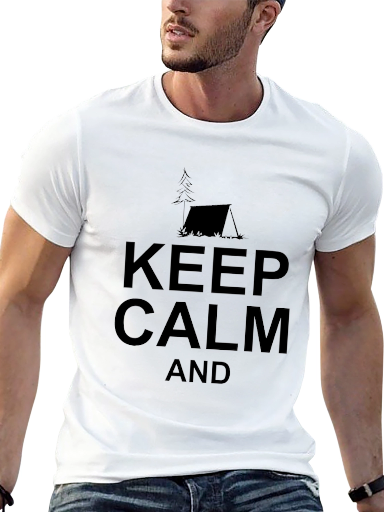 Keep Calm Camping Tee - Black Cotton T-Shirt