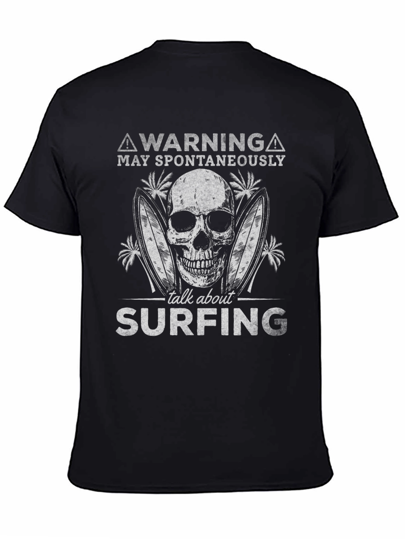 Warning Surfing Skull Graphic Tee