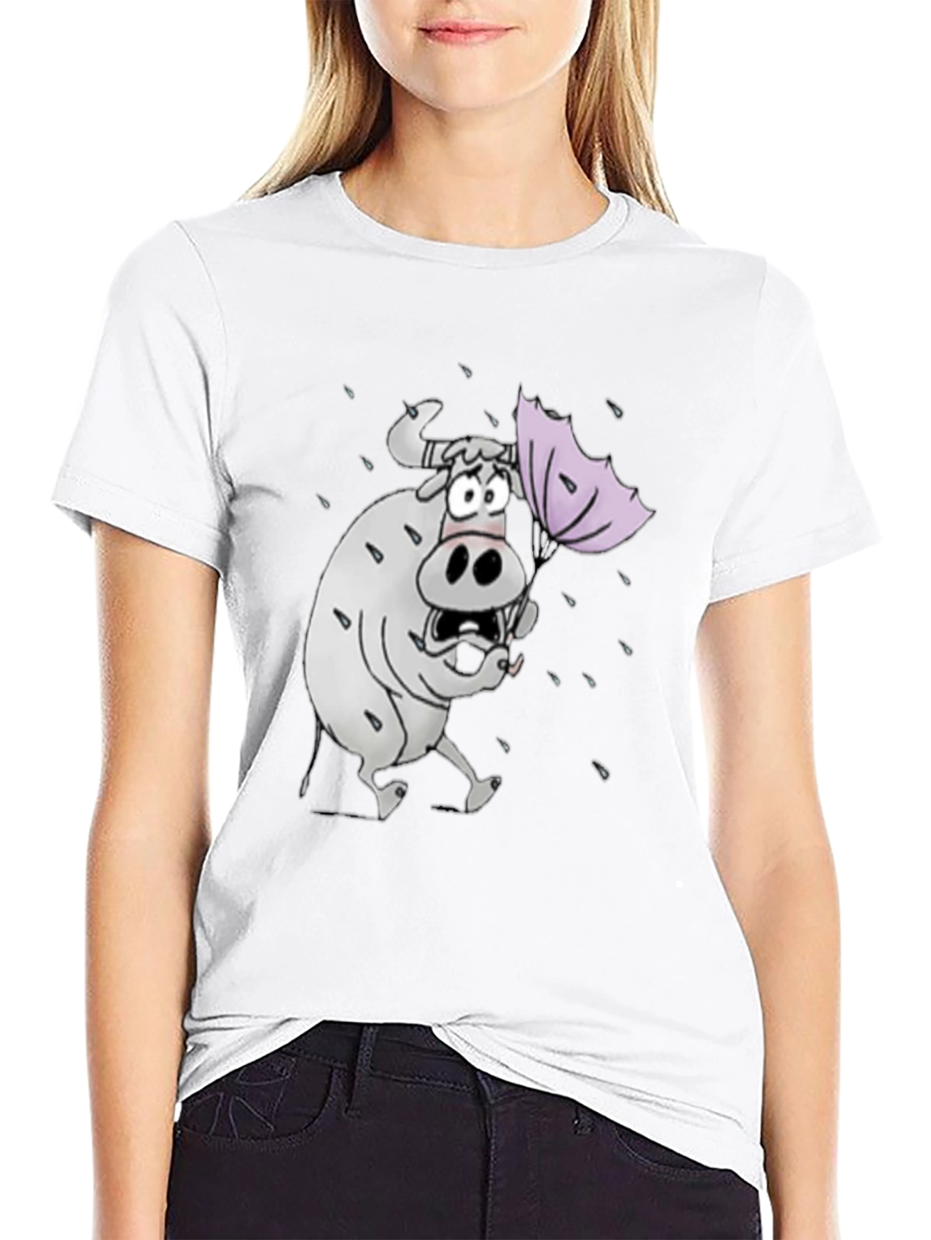 Funny Cartoon Cow T-Shirt - Weather Graphic Tee