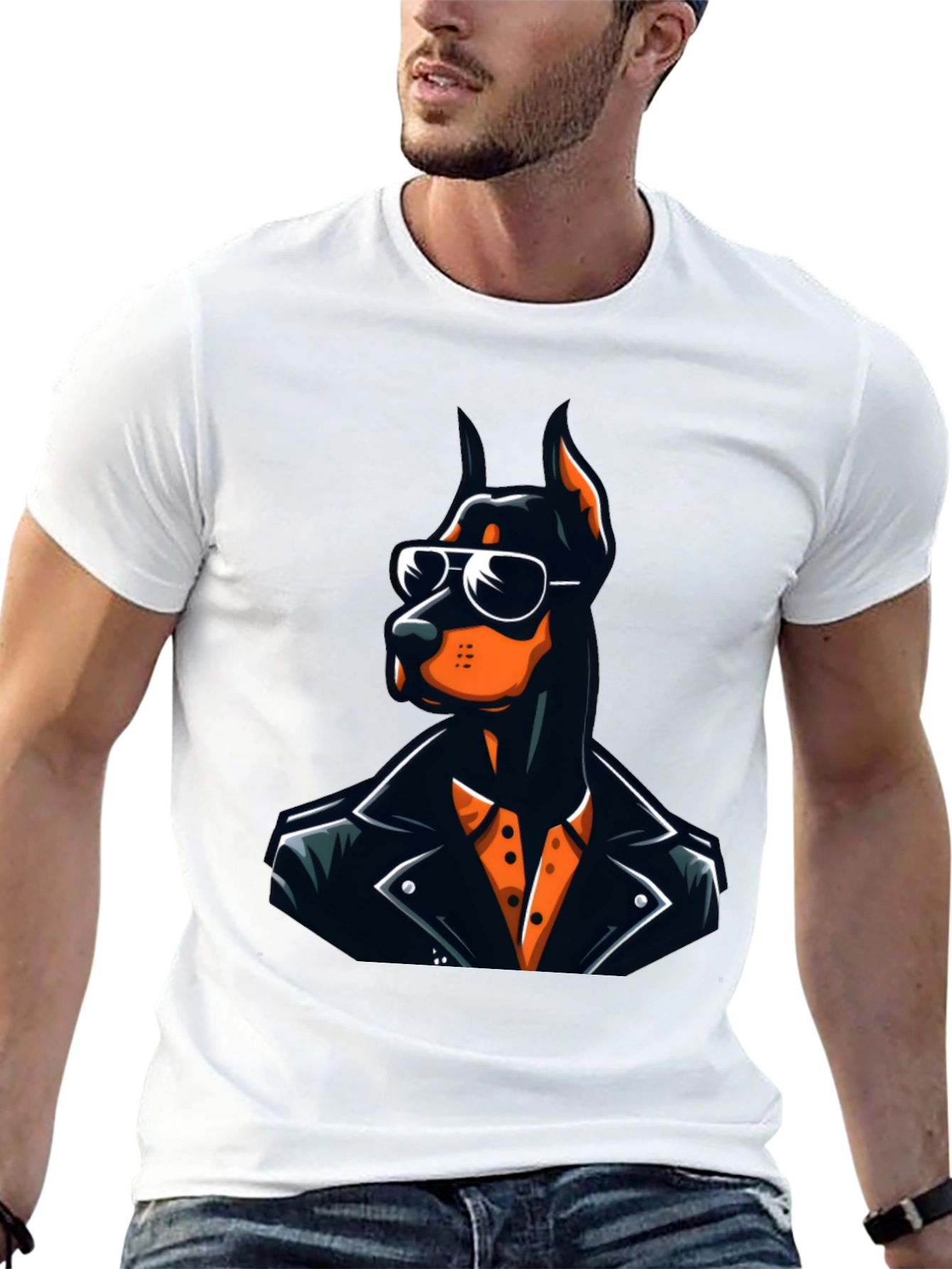 Doberman Leather Jacket Graphic Tee