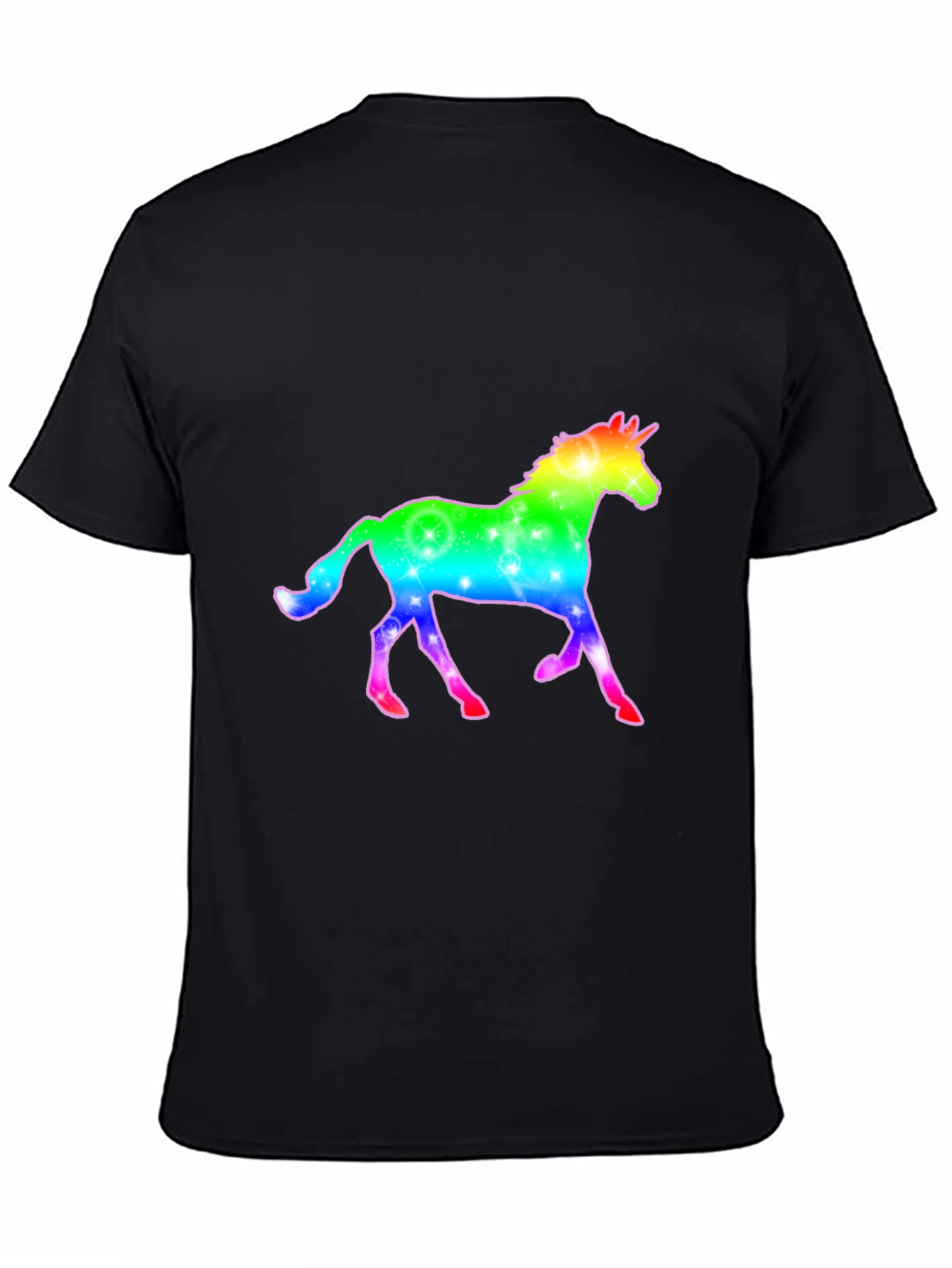 Rainbow Unicorn Graphic Black T-Shirt