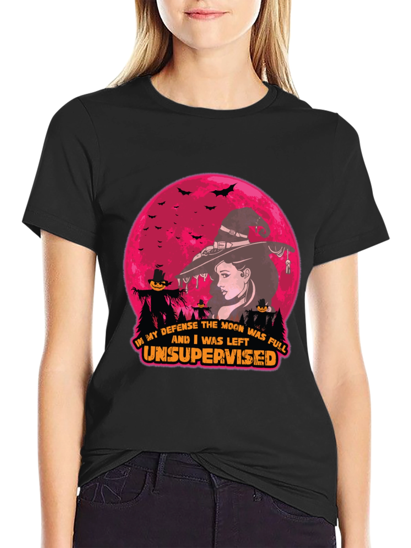 Halloween Witch Moon T-Shirt - Unsupervised Fun