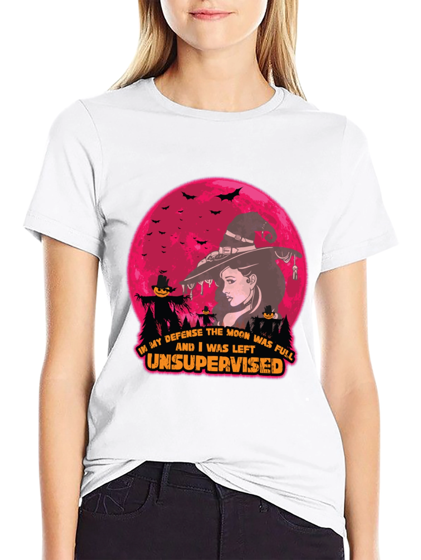 Halloween Witch Moon T-Shirt - Unsupervised Fun