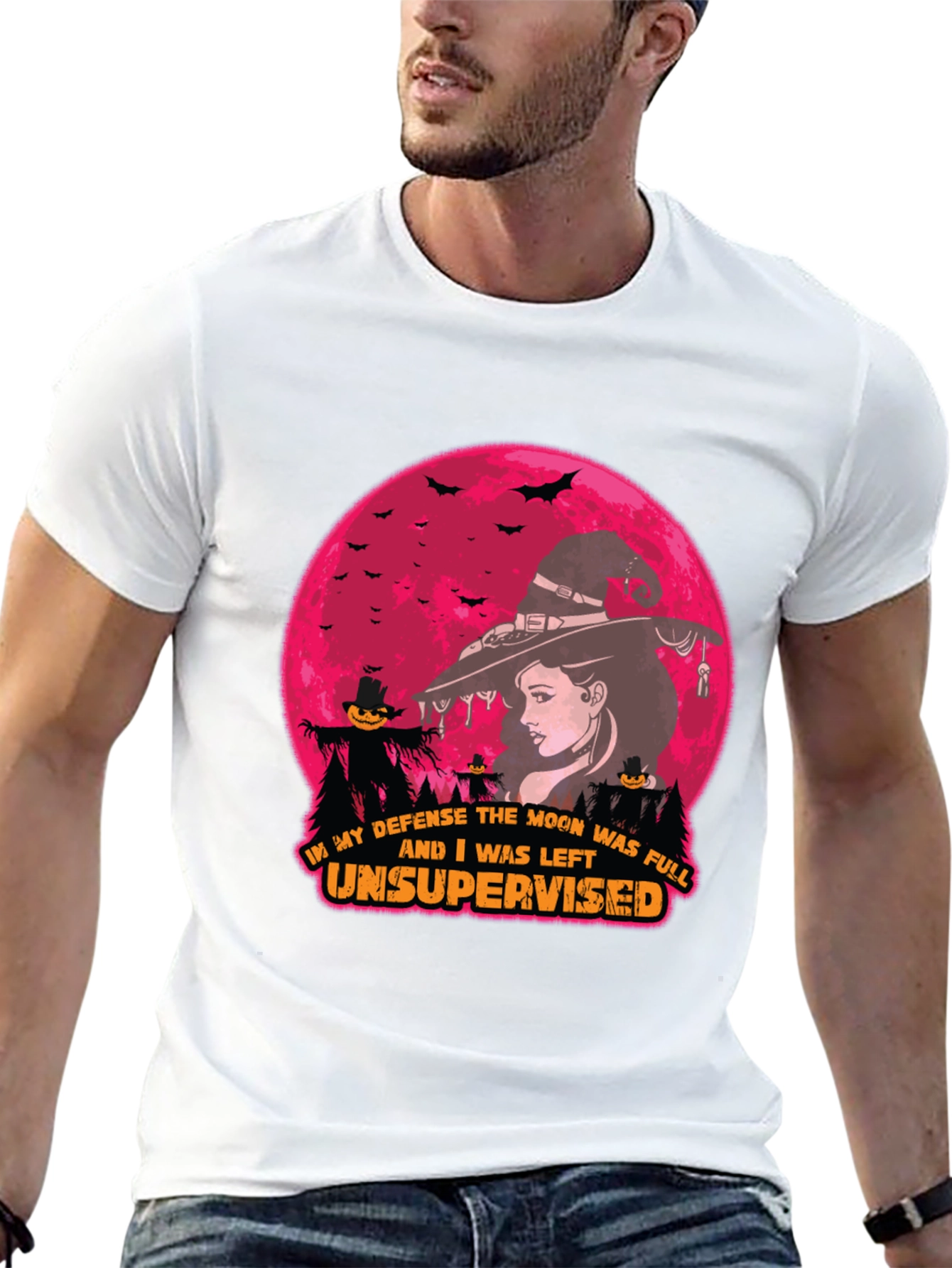 Halloween Witch Moon T-Shirt - Unsupervised Fun