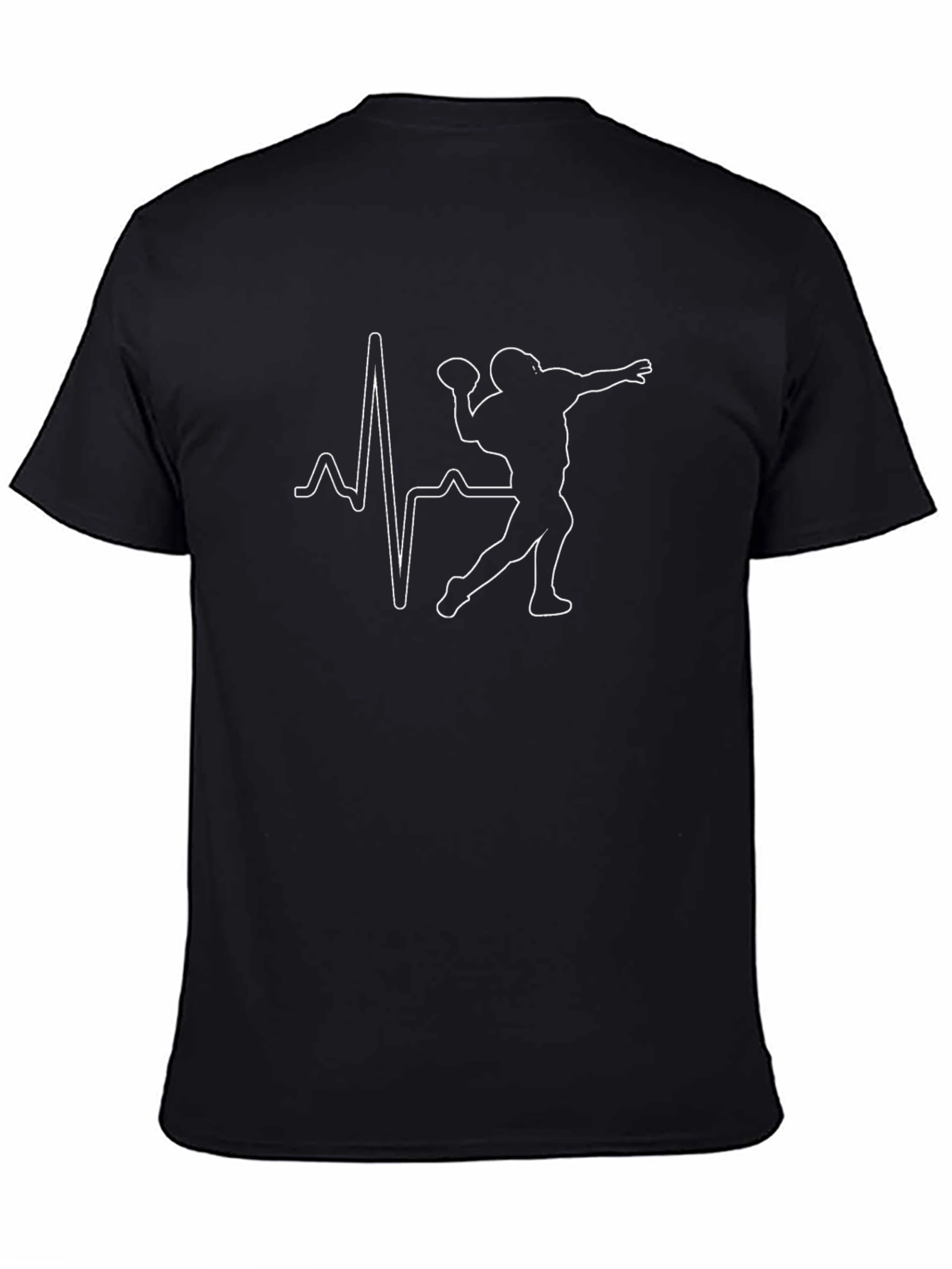 Football Heartbeat T-Shirt - Black