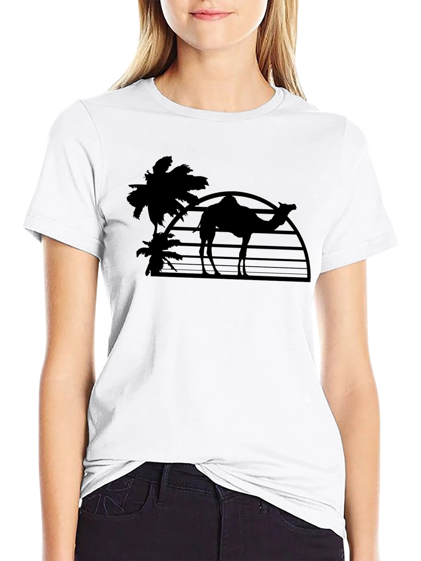 Desert Camel Silhouette Graphic T-Shirt