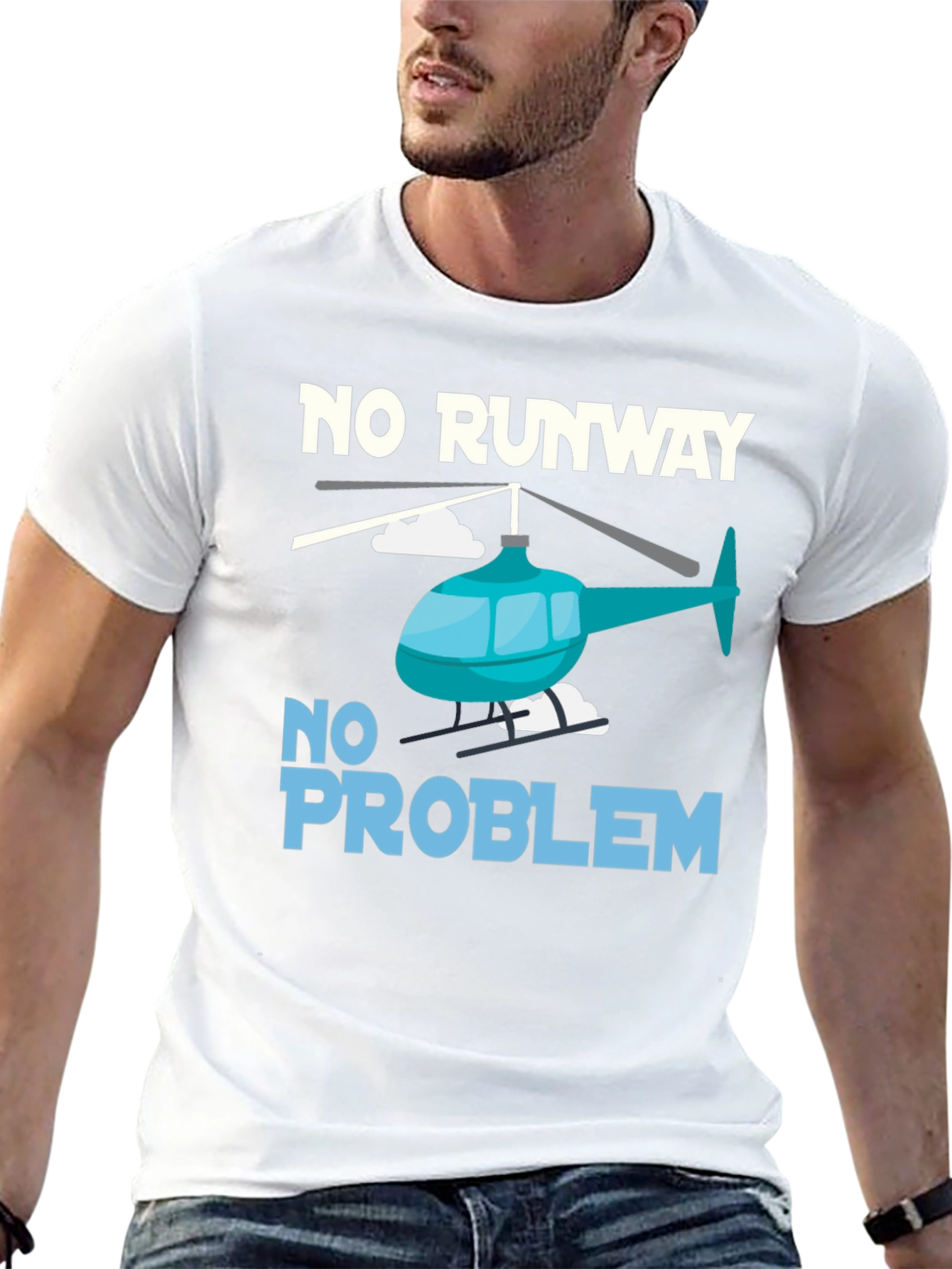 No Runway No Problem Helicopter Graphic T-Shirt