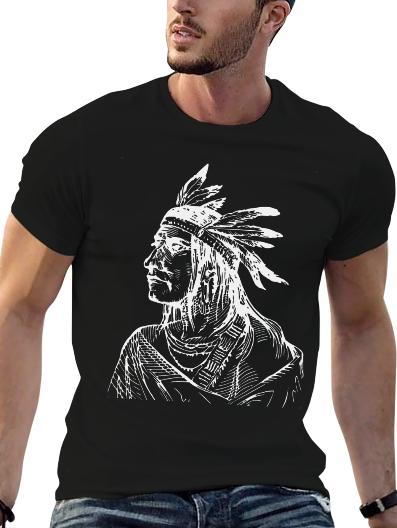Native American Graphic Black T-Shirt