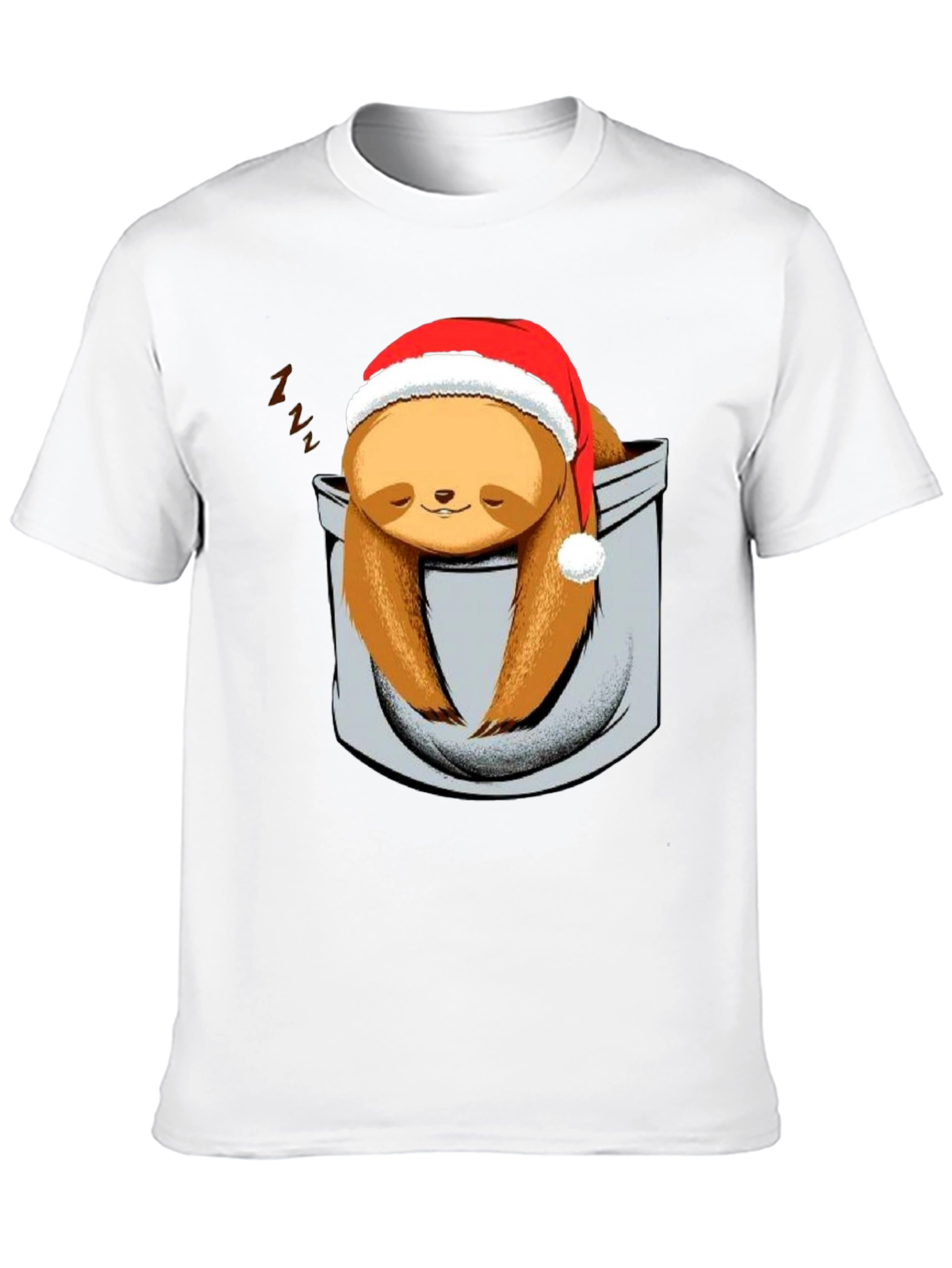 Sloth in Pocket Christmas T-Shirt - Holiday Gift