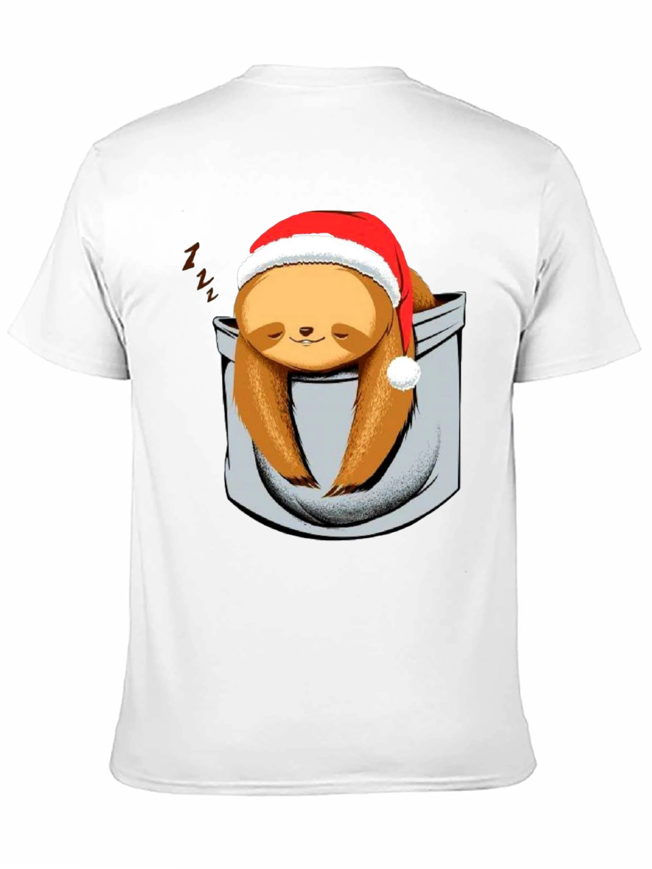 Sloth in Pocket Christmas T-Shirt - Holiday Gift