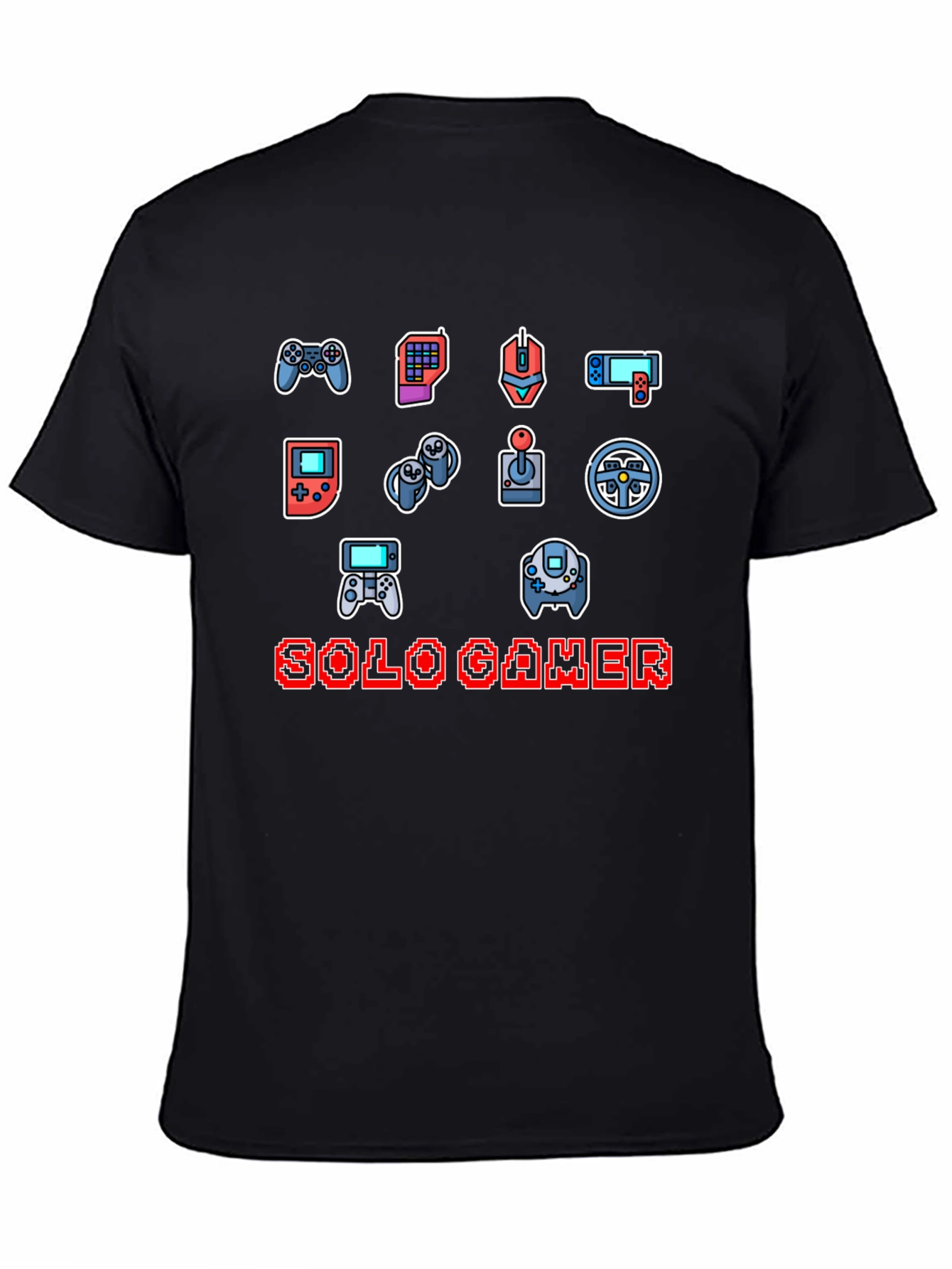 Solo Gamer Black T-Shirt: Video Game Controller Design