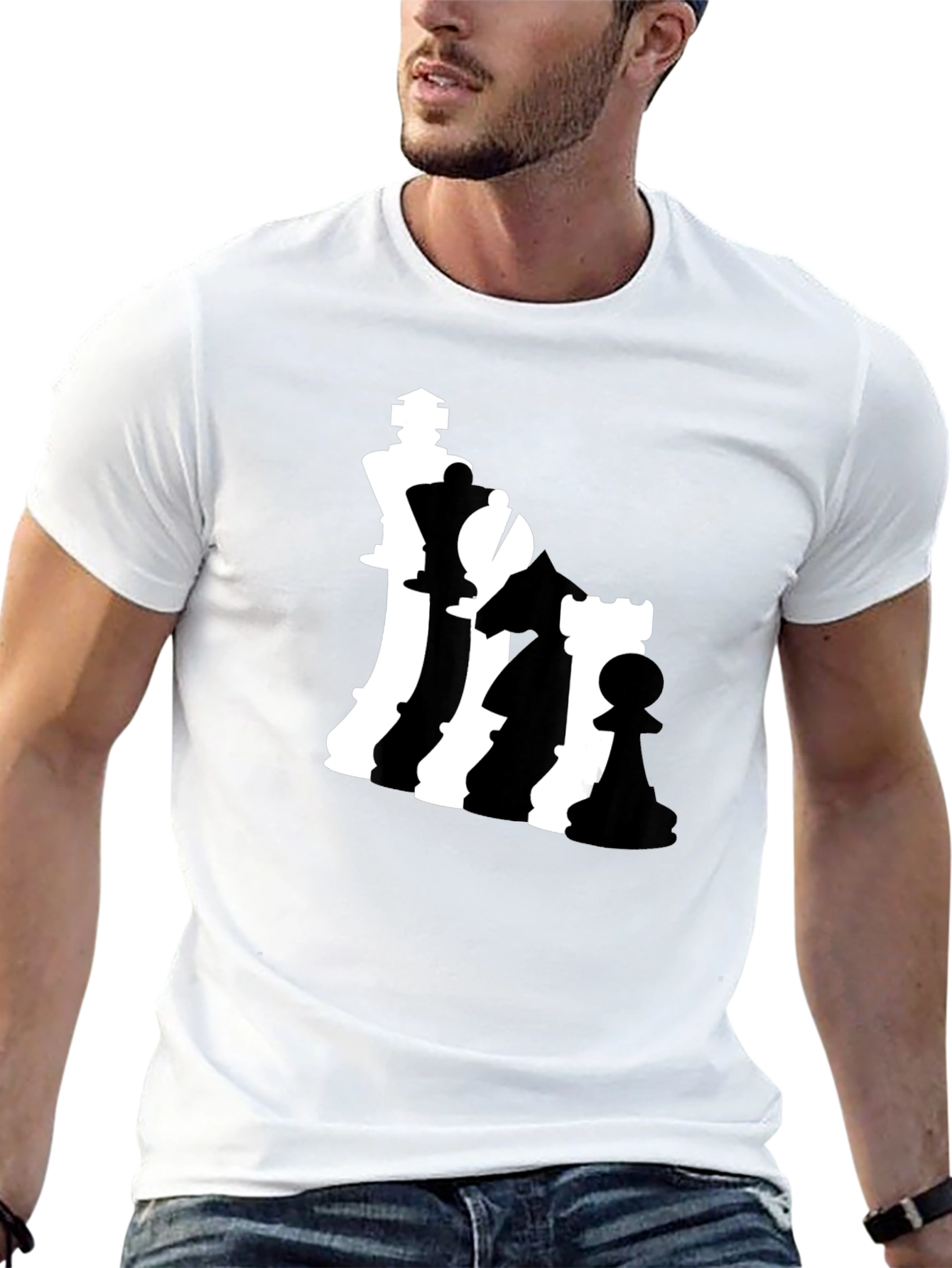 Chess Piece Silhouette Graphic T-Shirt