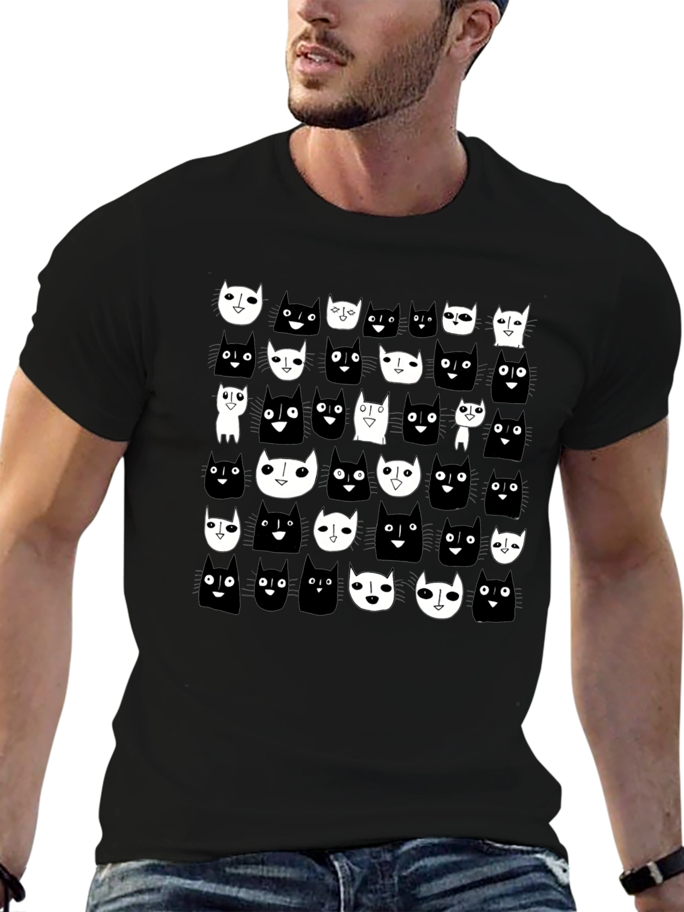 Black Cat Pattern T-Shirt