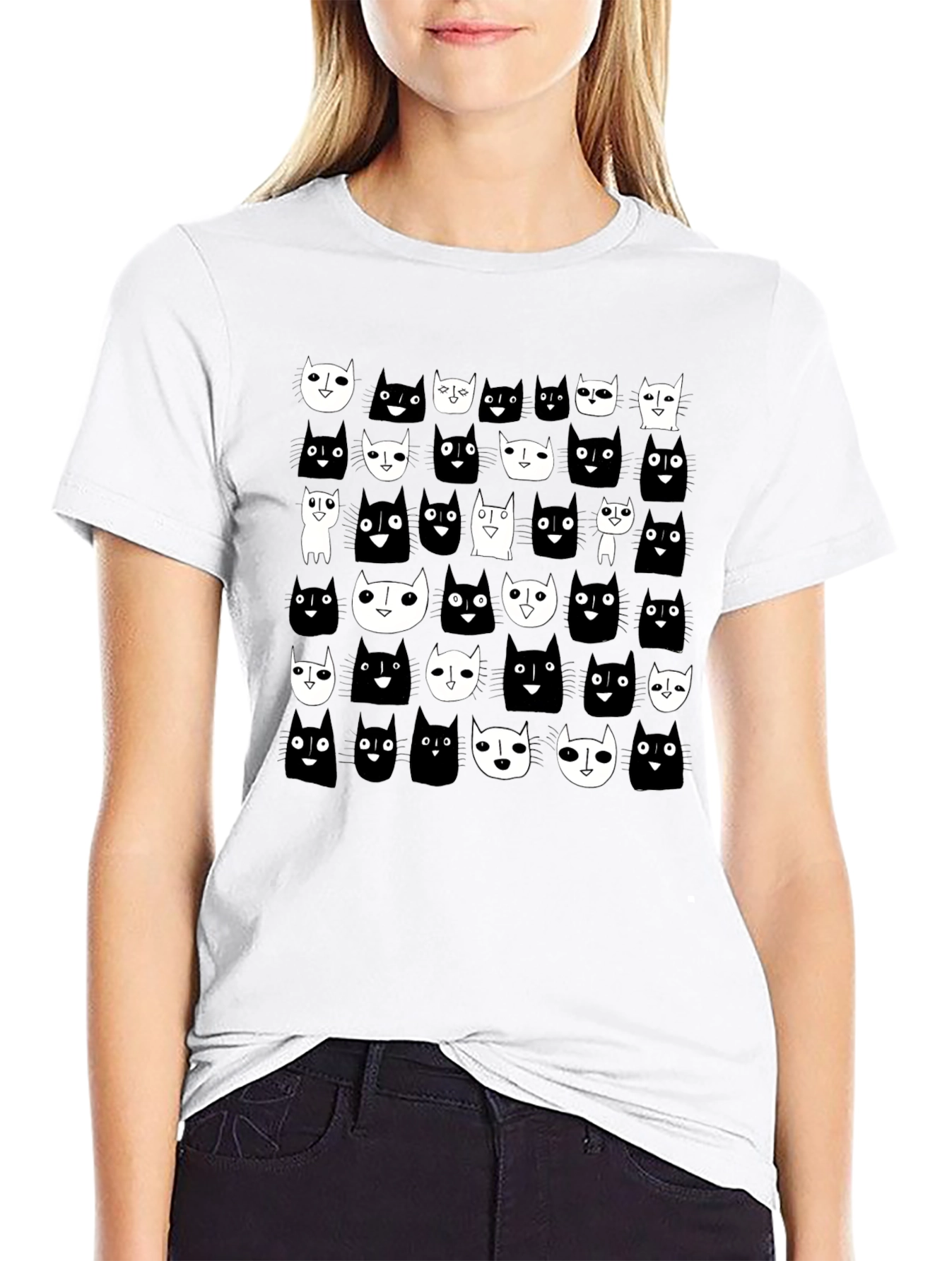 Black Cat Pattern T-Shirt