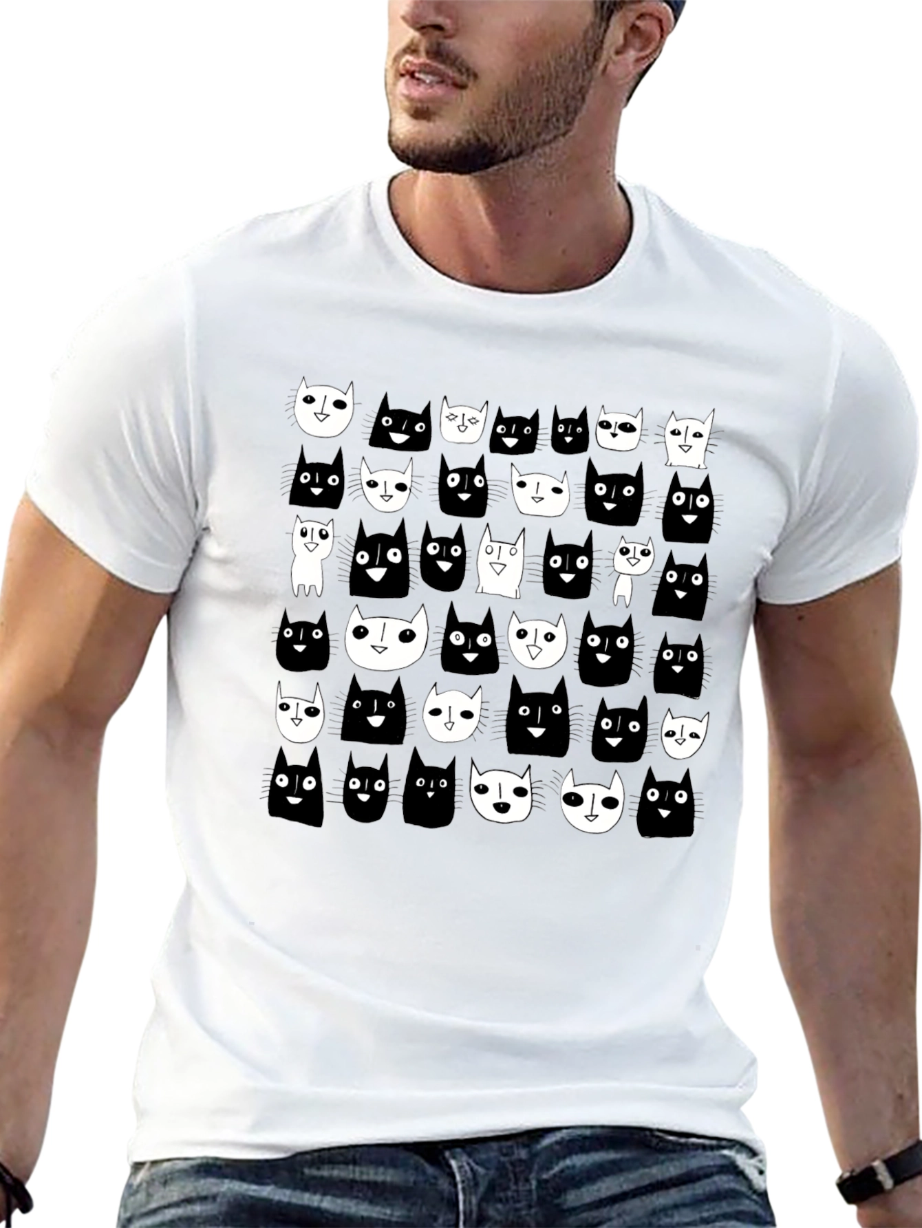 Black Cat Pattern T-Shirt