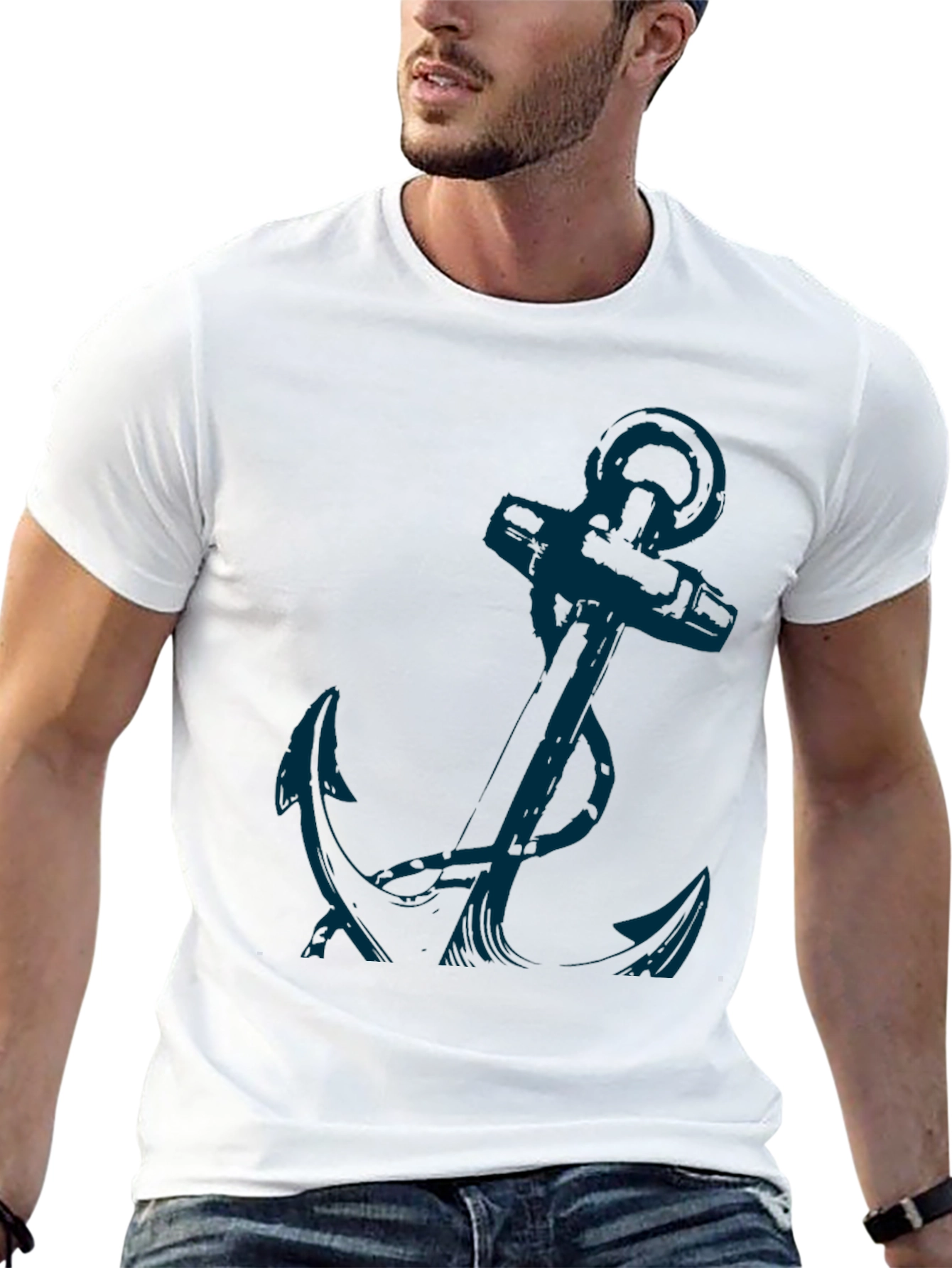 Anchor Graphic Tee - Mens Casual Black T-Shirt