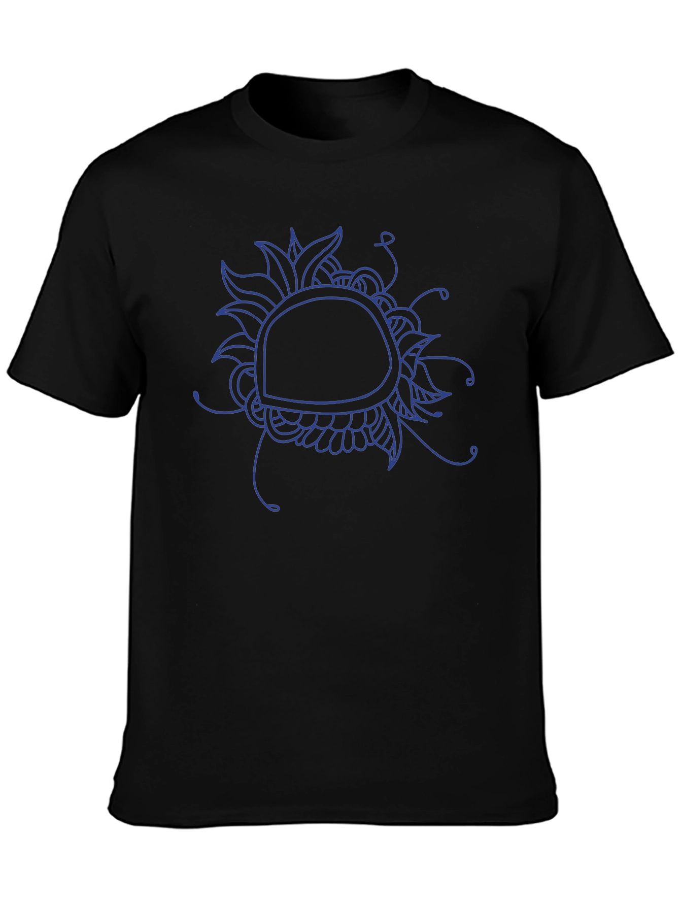 Abstract Floral Graphic Tee - Black Cotton Blend