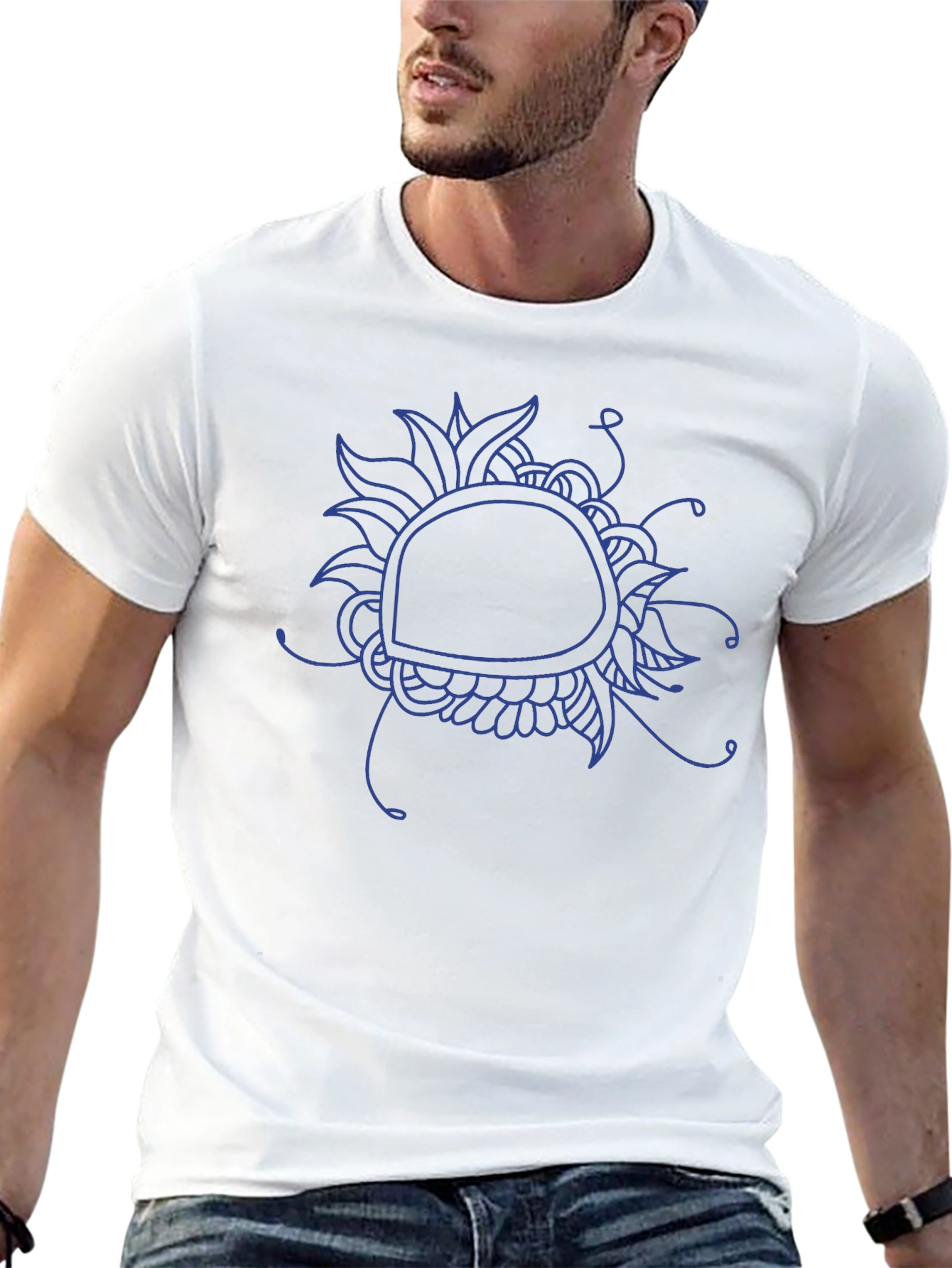 Abstract Floral Graphic Tee - Black Cotton Blend