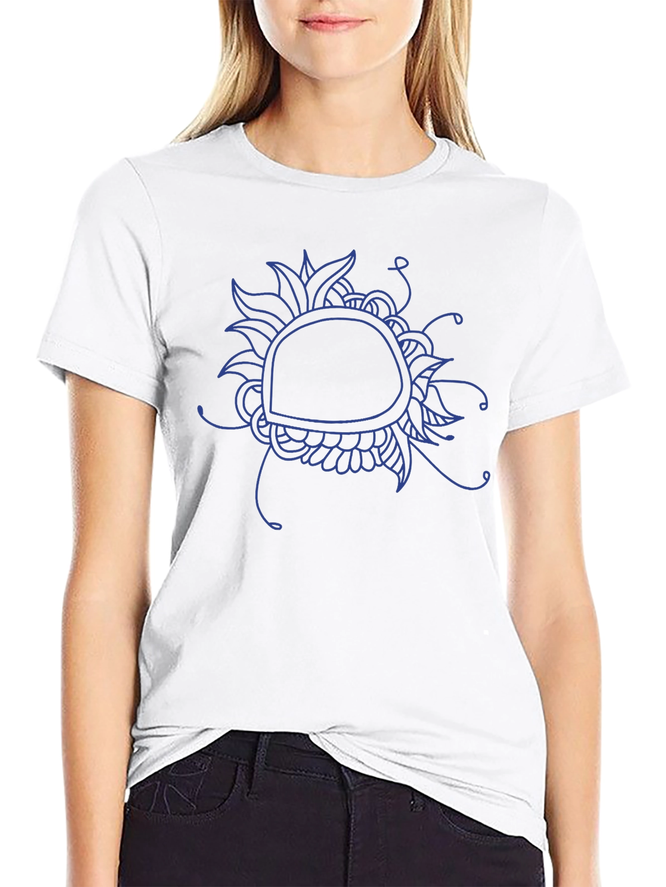 Abstract Floral Graphic Tee - Black Cotton Blend