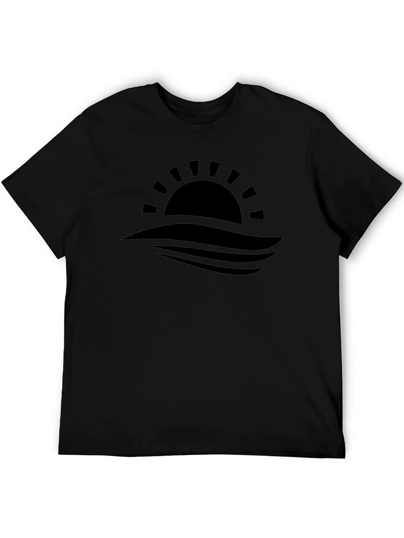 Sunset Waves Graphic Tee - Black Casual Shirt