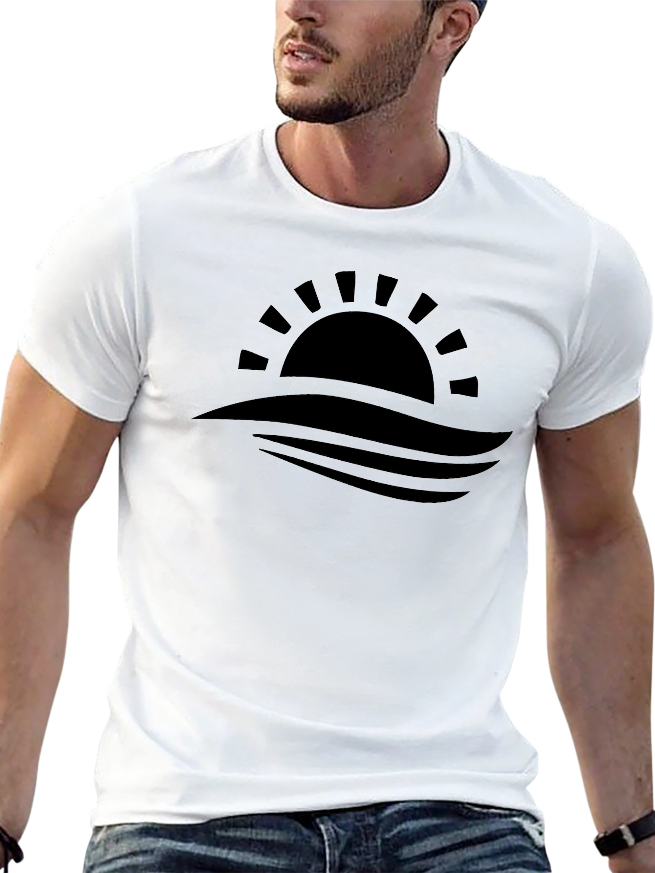 Sunset Waves Graphic Tee - Black Casual Shirt