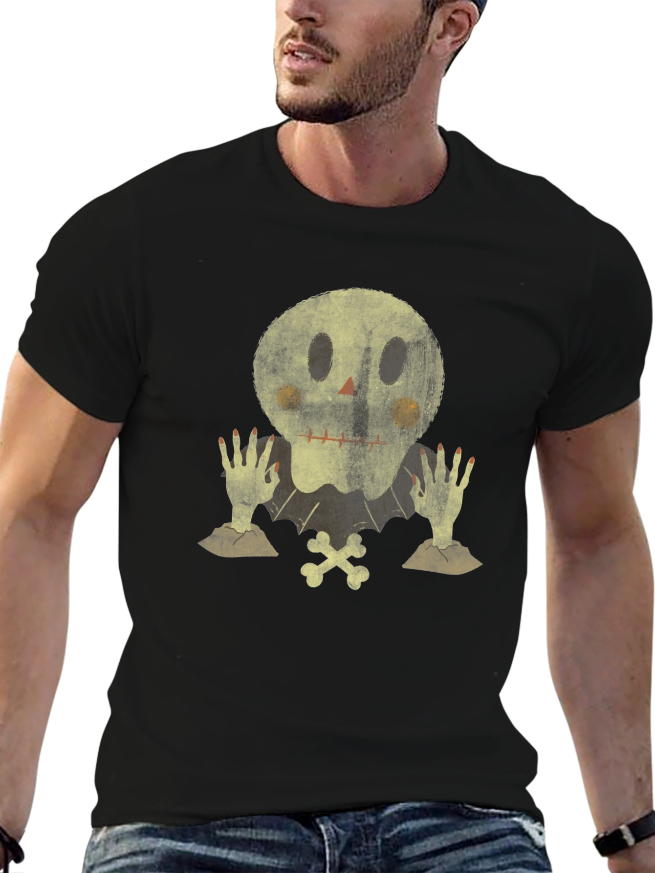 Spooky Skull Graphic Tee - Halloween Ready