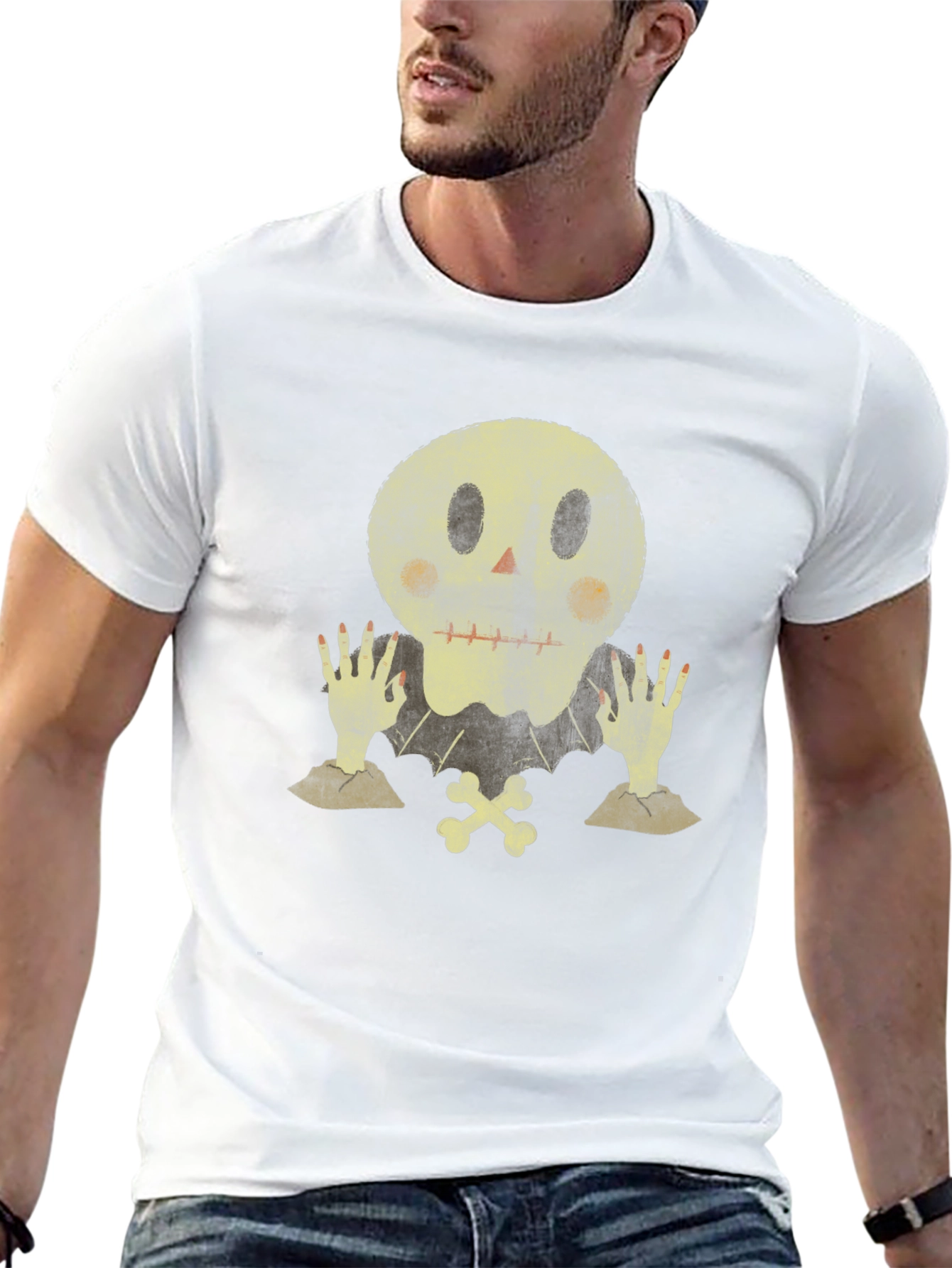 Spooky Skull Graphic Tee - Halloween Ready
