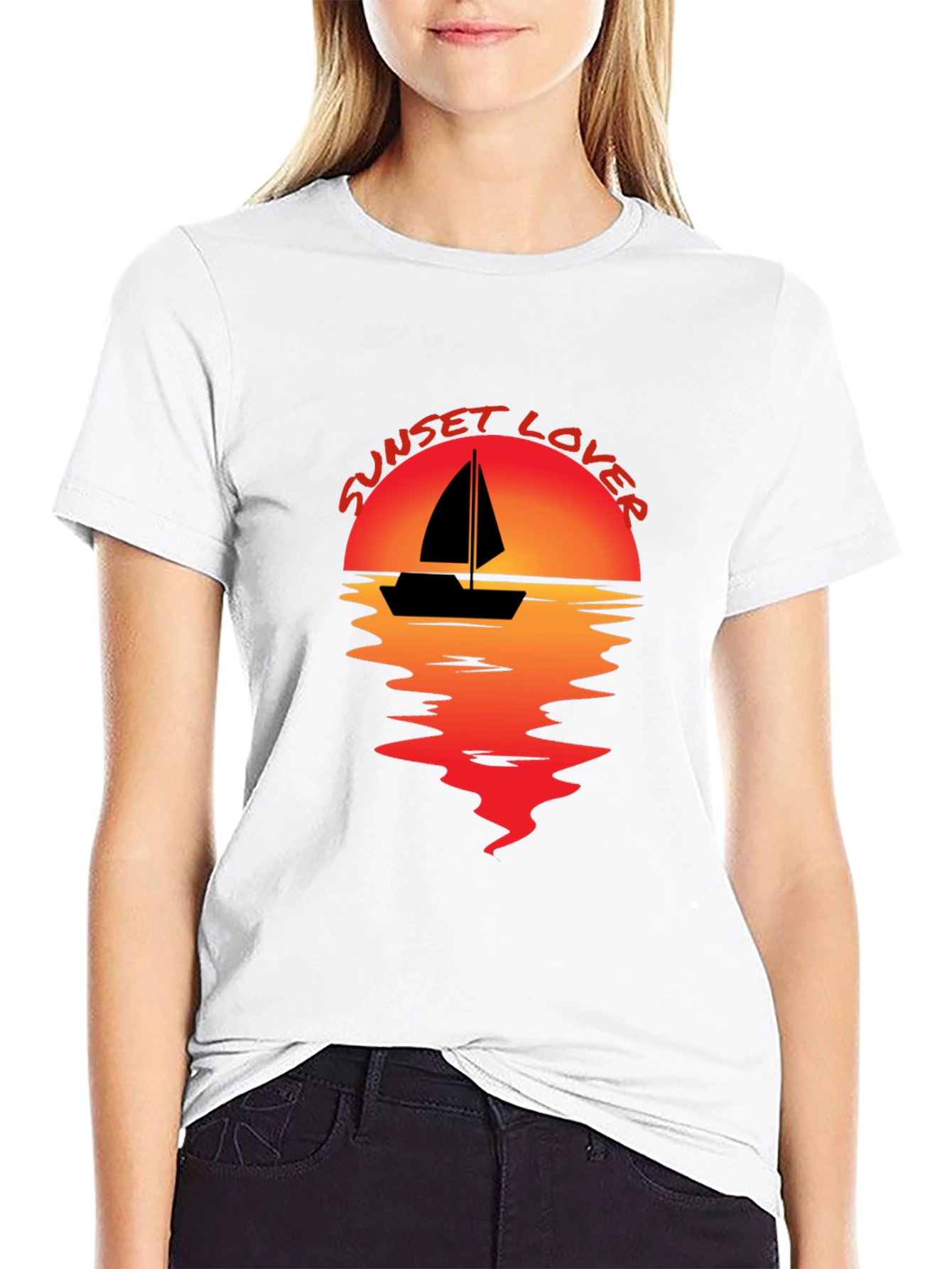 Sunset Lover Graphic Tee - Sailboat Design