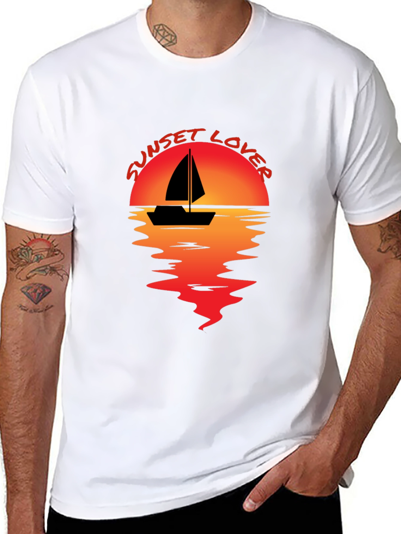 Sunset Lover Graphic Tee - Sailboat Design