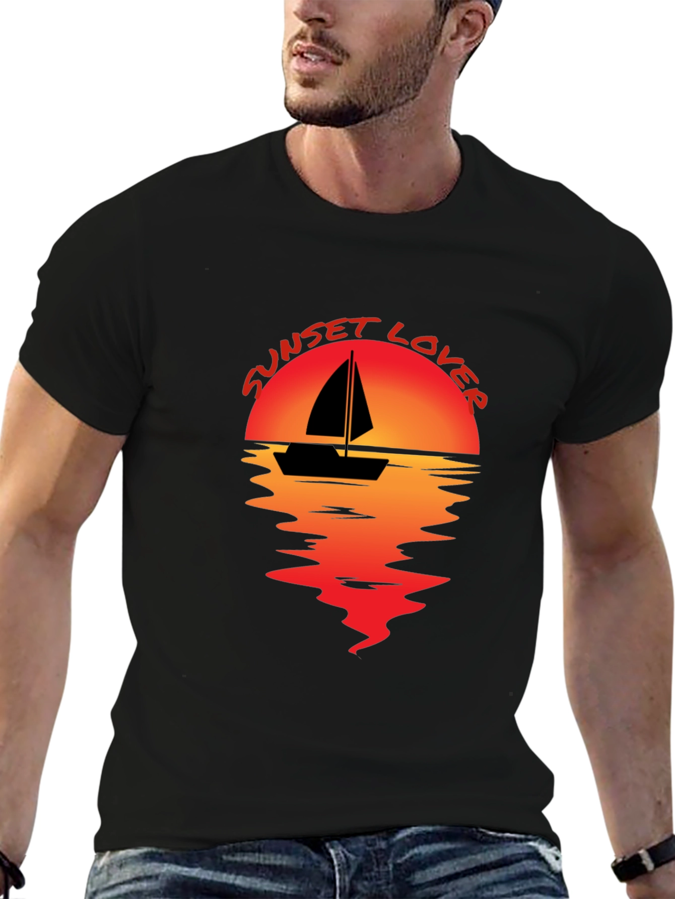 Sunset Lover Graphic Tee - Sailboat Design