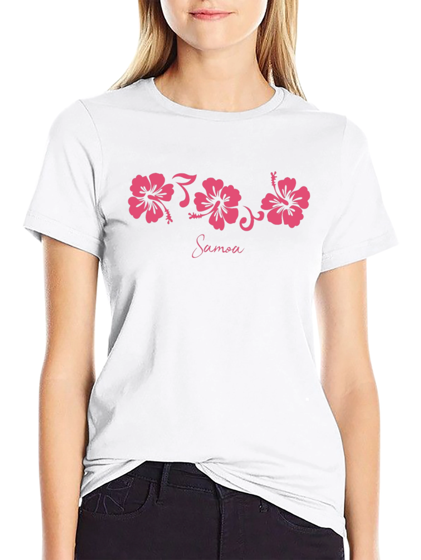Samoa Floral Print Black T-Shirt