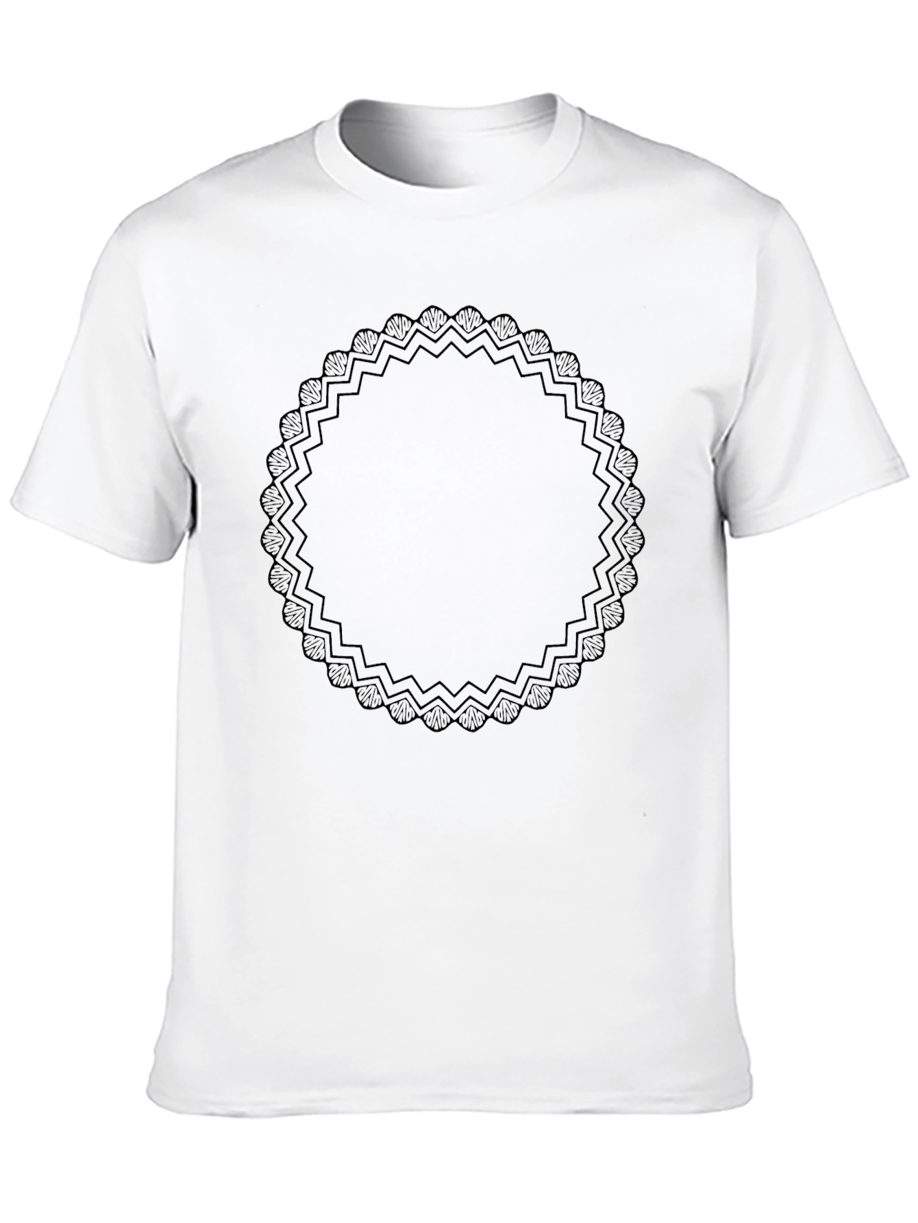 Mens Black Graphic Tee - Circle Mandala Design