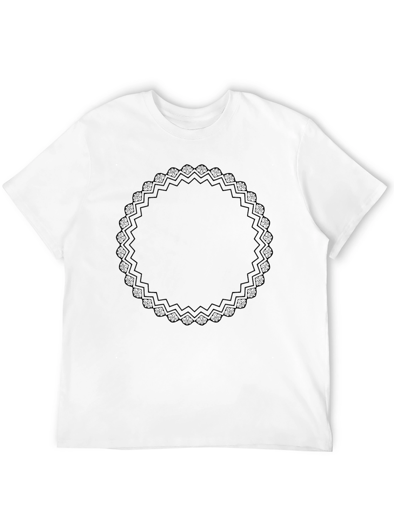 Mens Black Graphic Tee - Circle Mandala Design