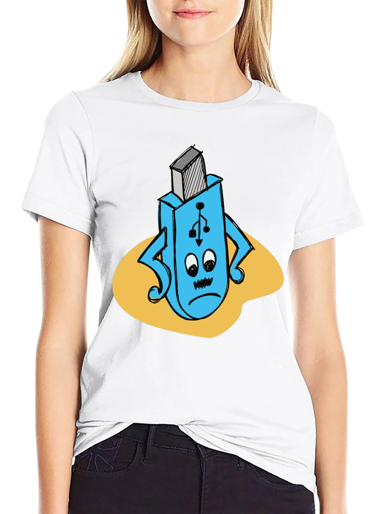 Funny USB Flash Drive T-Shirt - Black Cotton Tee