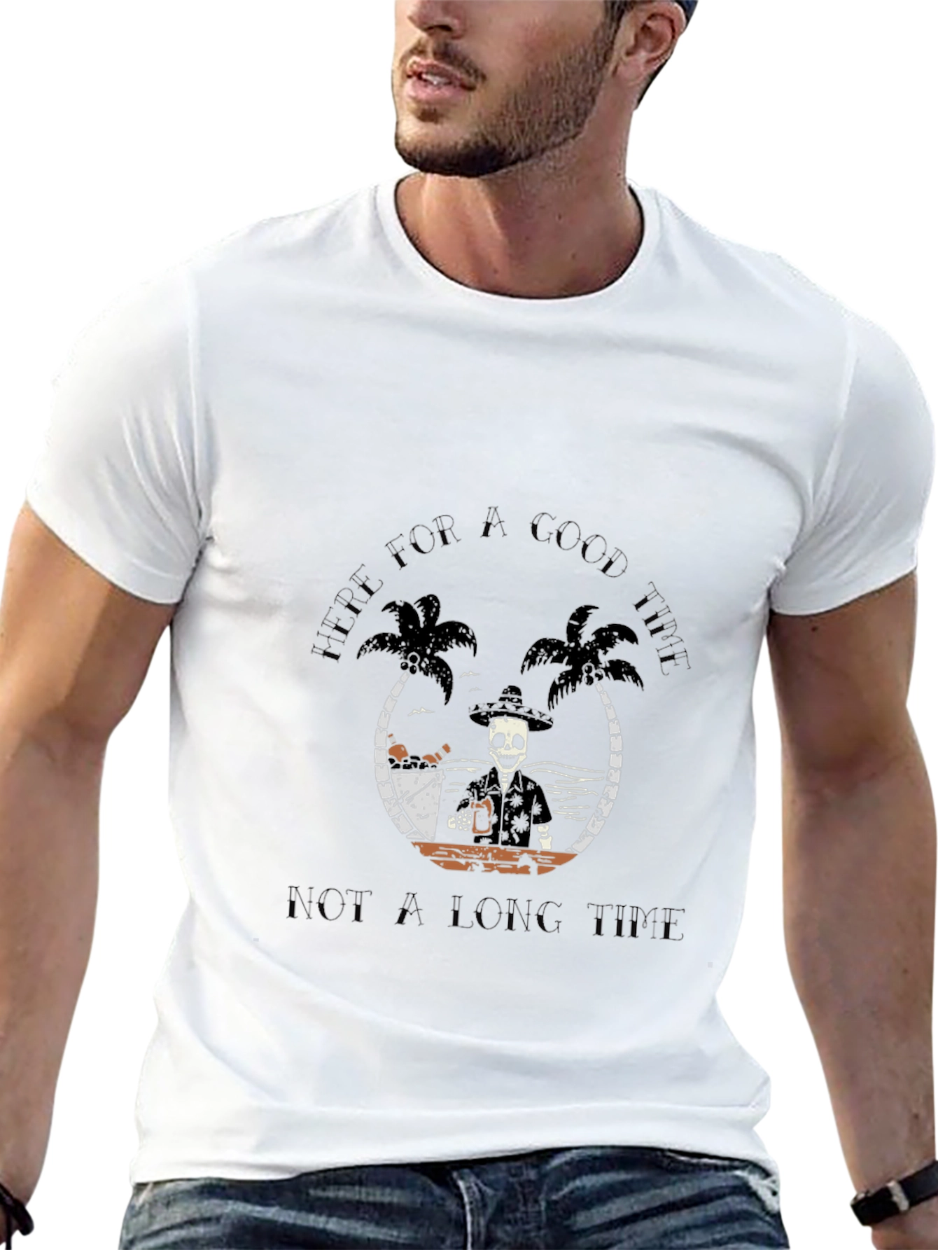 Here for a Good Time Skeleton Graphic Tee