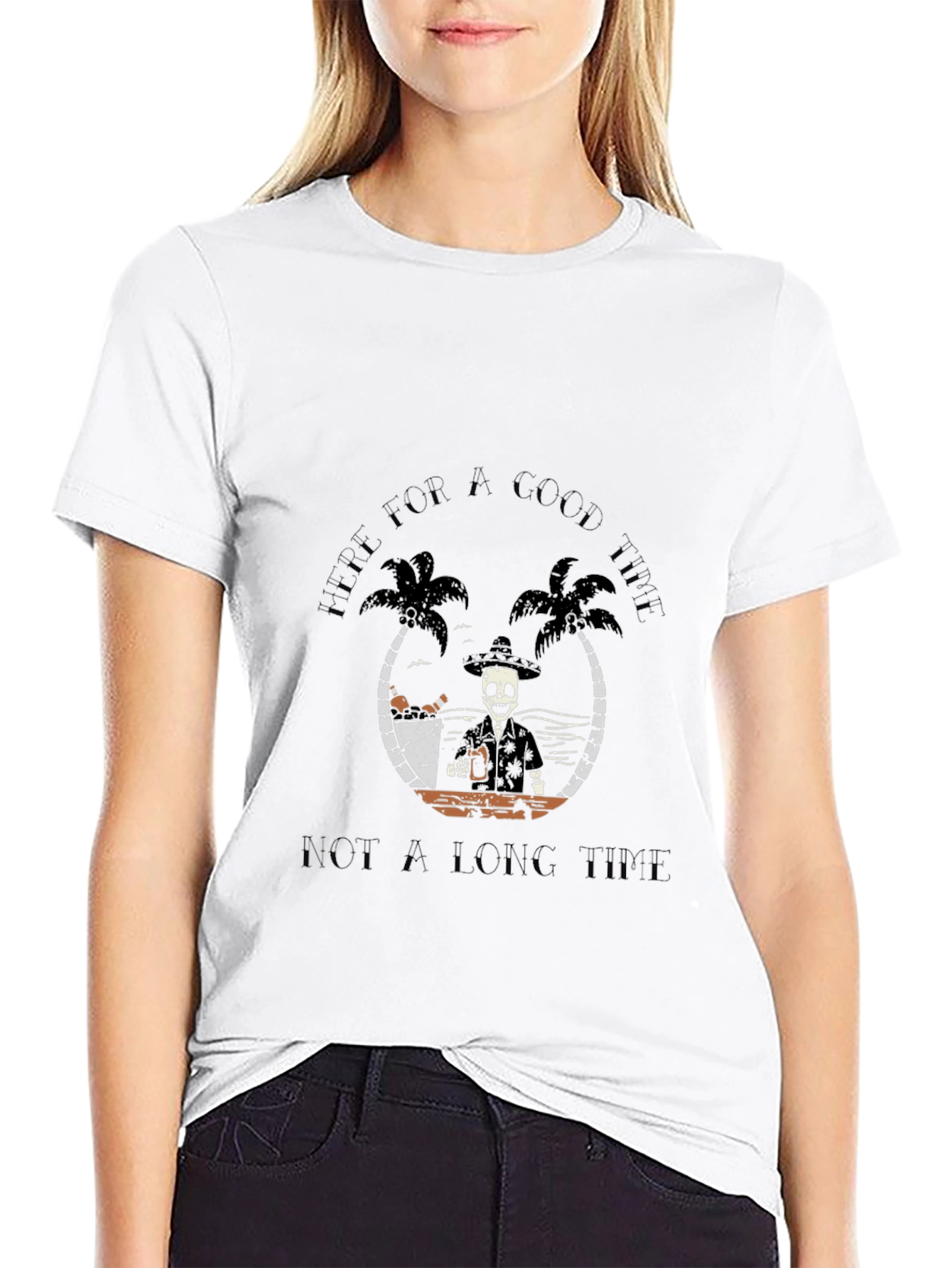 Here for a Good Time Skeleton Graphic Tee