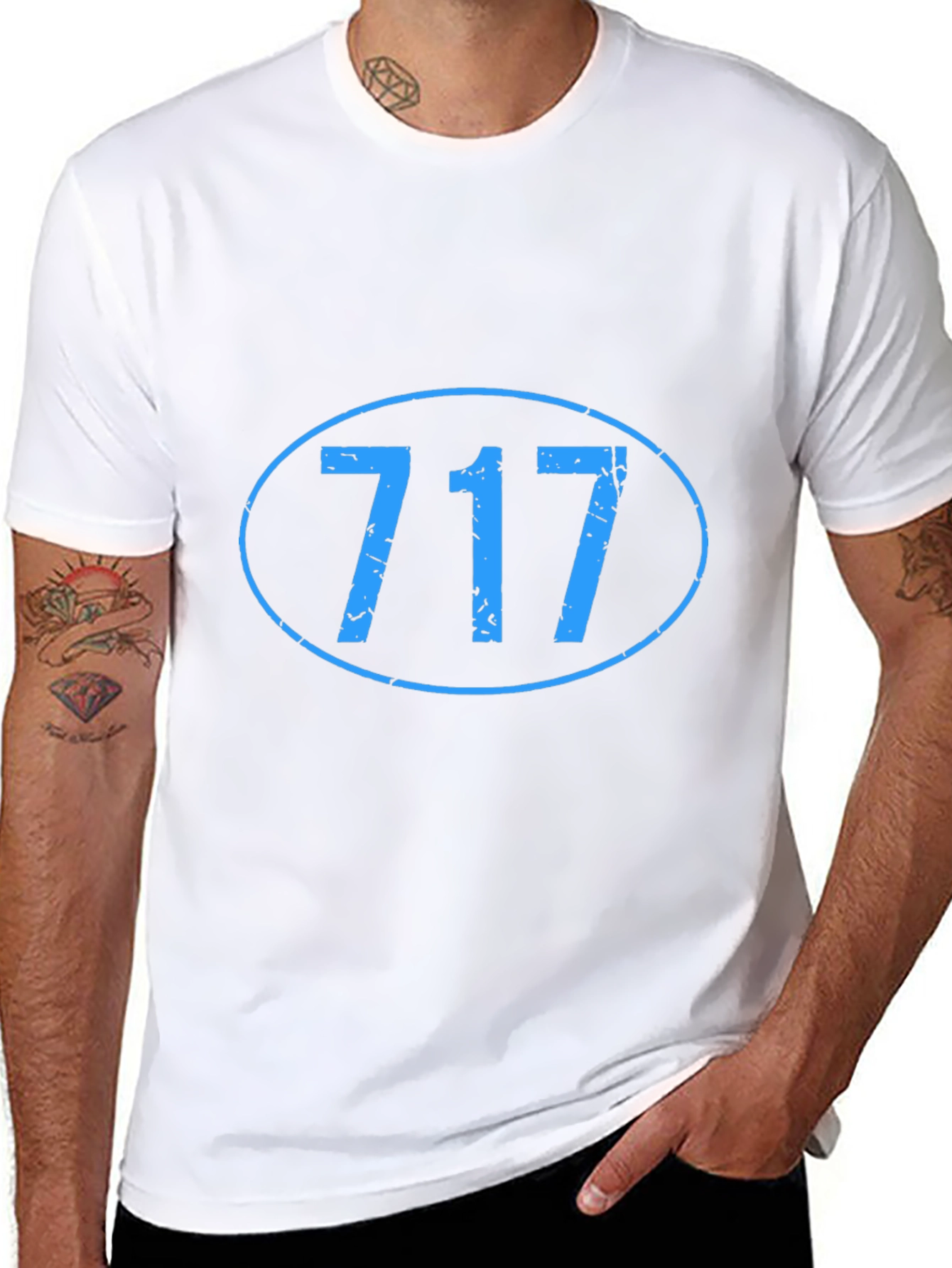 717 Area Code Graphic Tee - Black Casual T-Shirt
