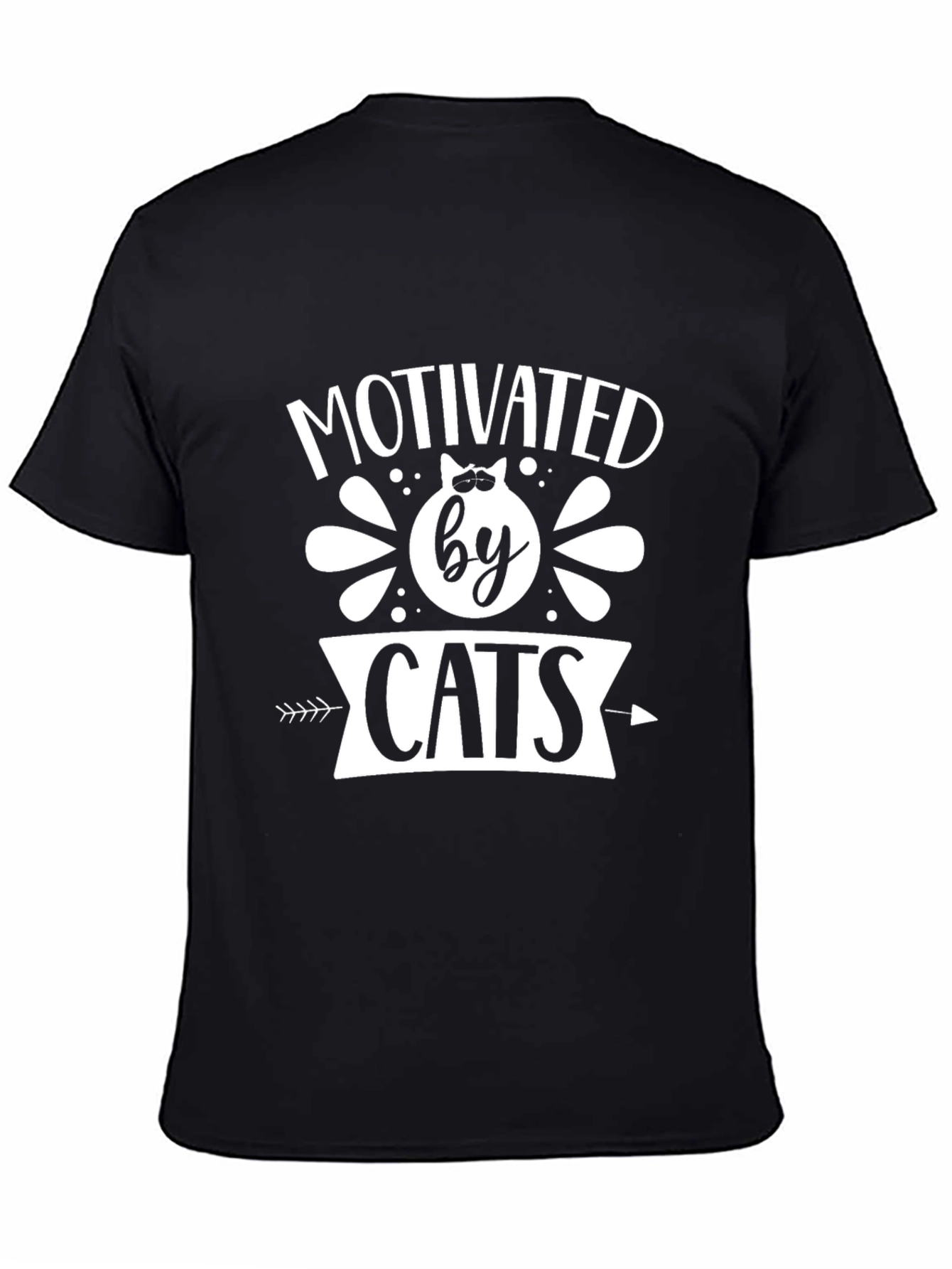 Motivated by Cats Graphic Tee - Black Cotton T-Shirt