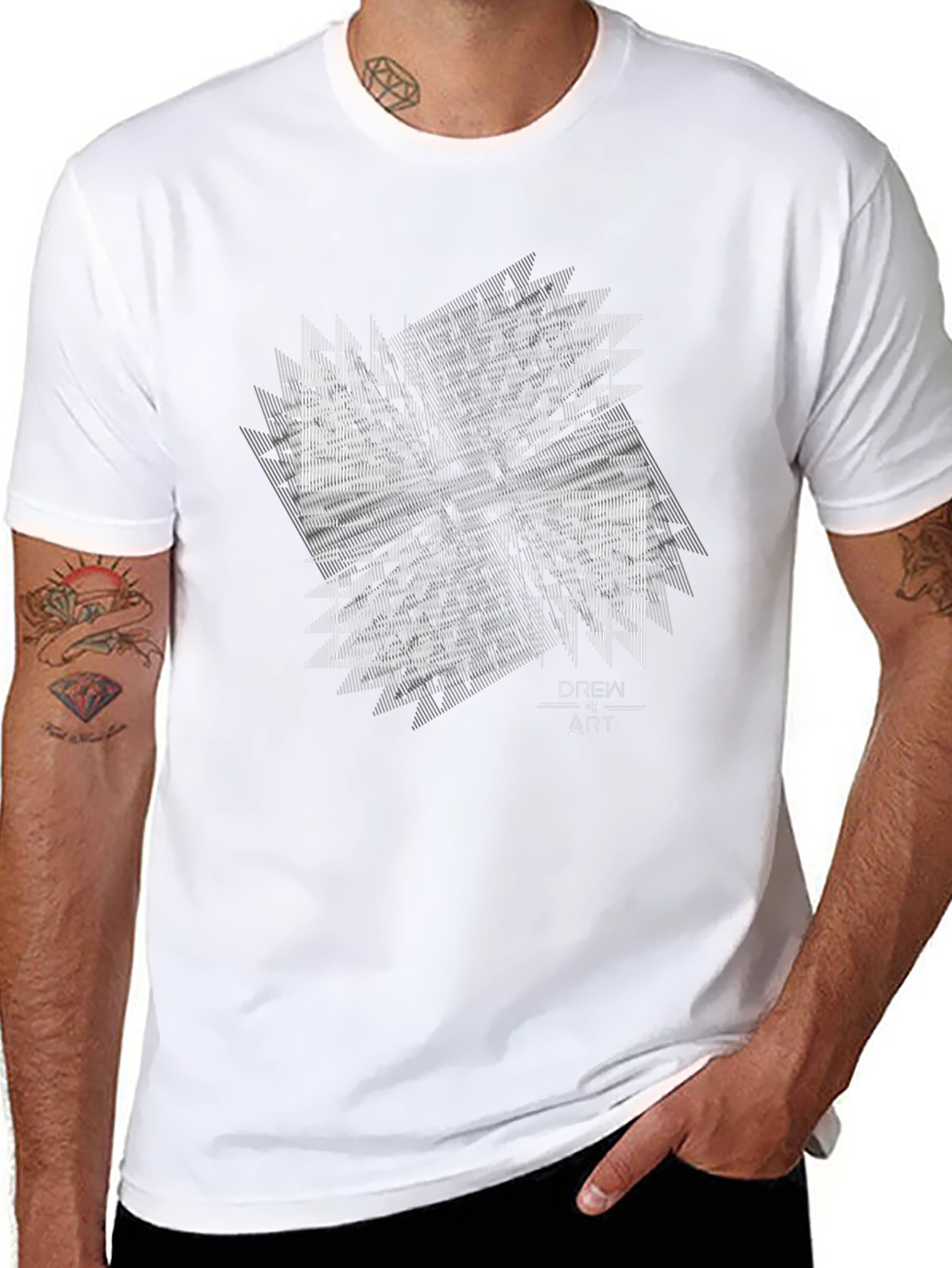 Abstract Art Graphic Tee - Modern Style Black T-Shirt