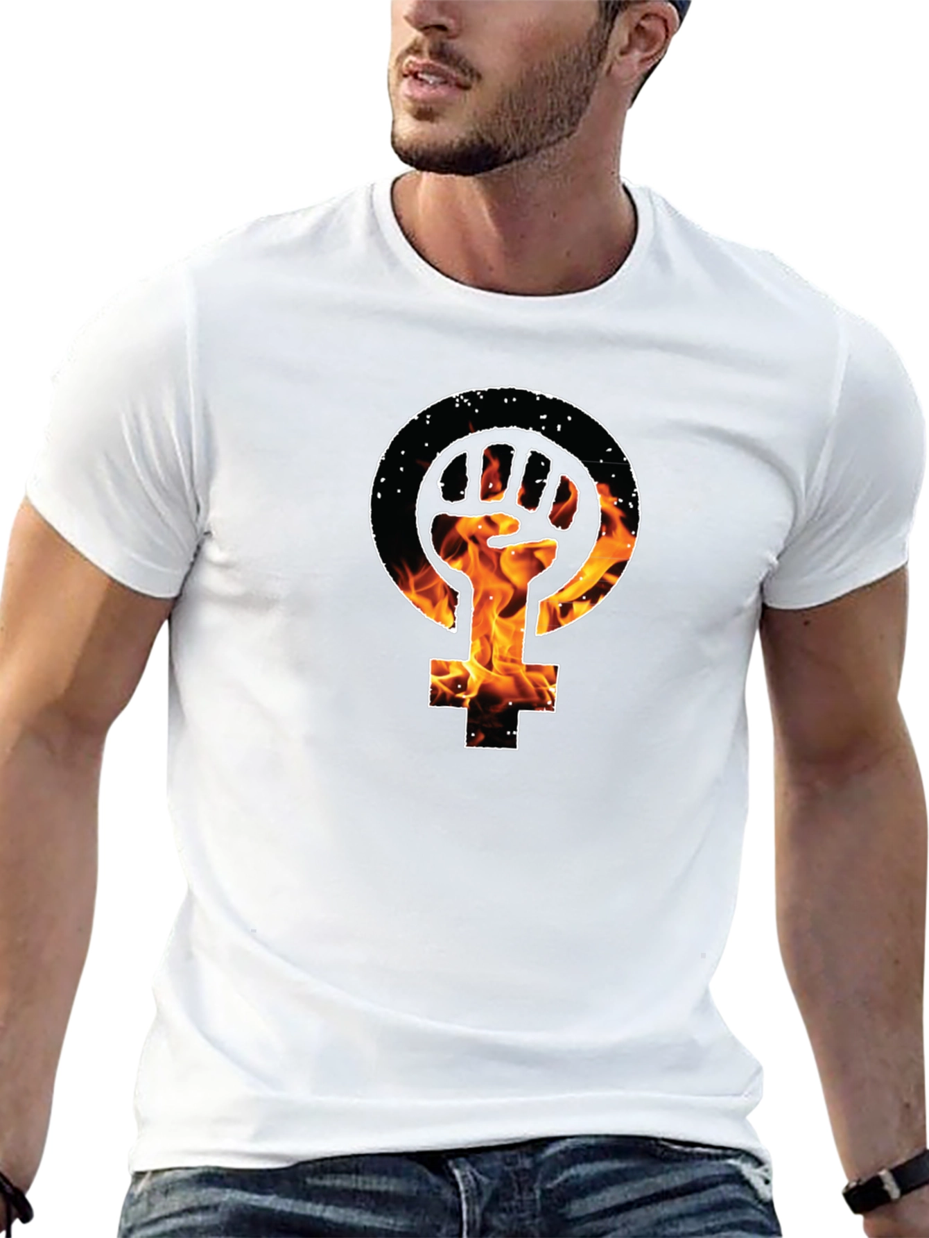 Feminist Fist Fire Black T-Shirt